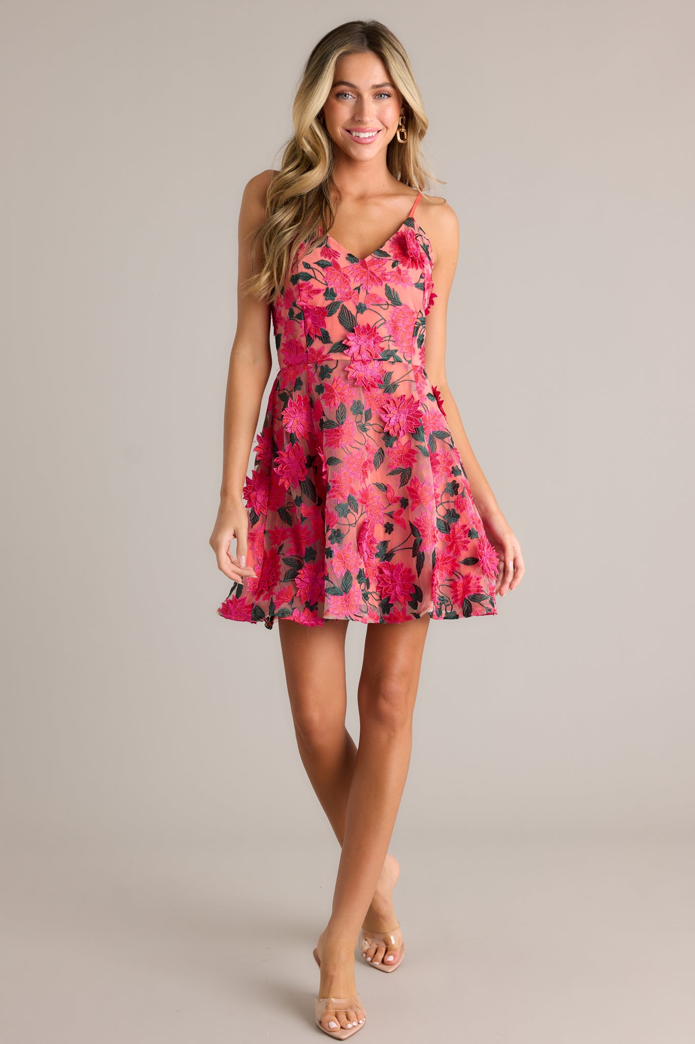 Story Of Us Hot Pink Floral Mini Dress