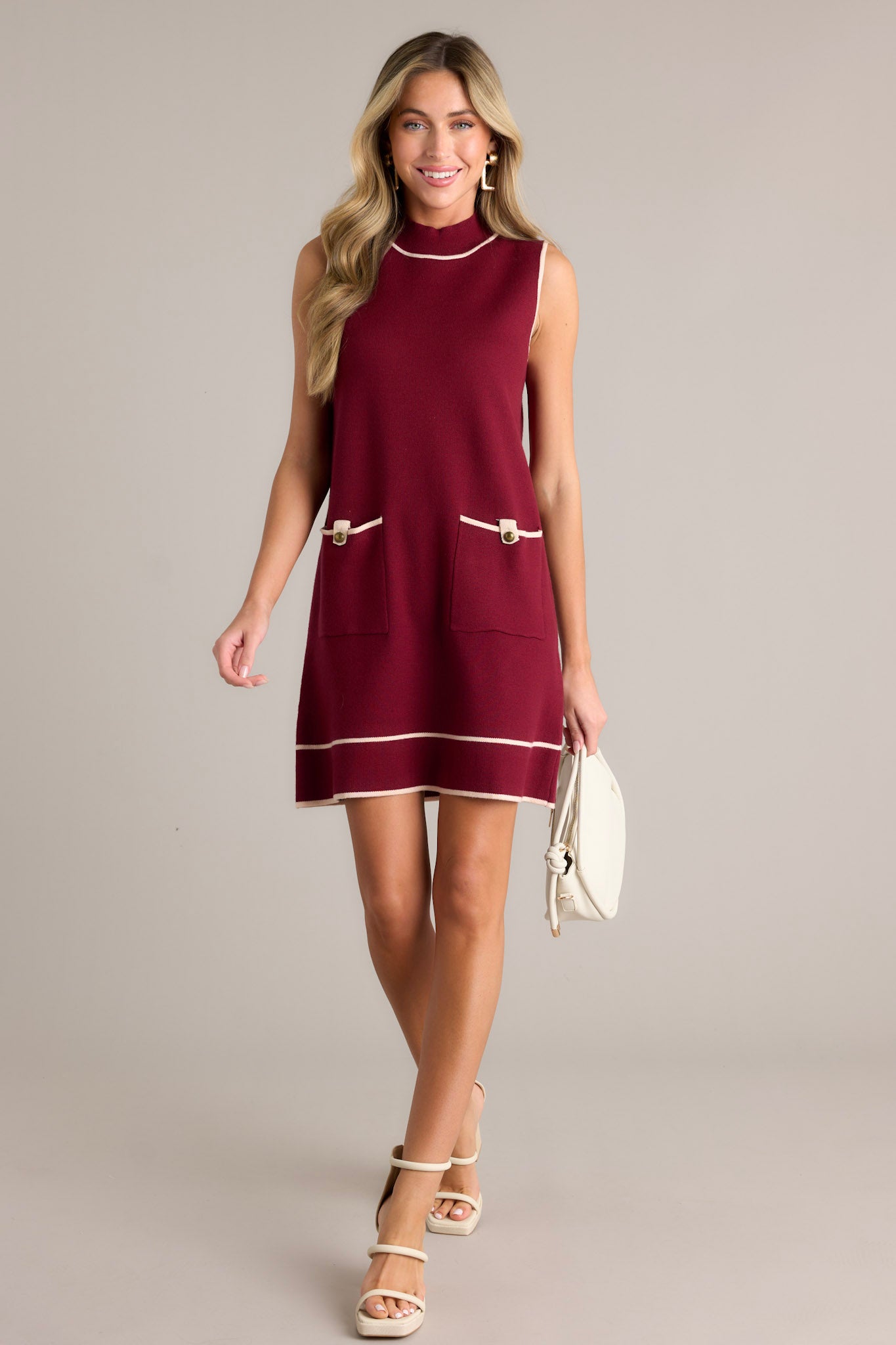 Timeless Tapestry Burgundy Sleeveless Mini Dress