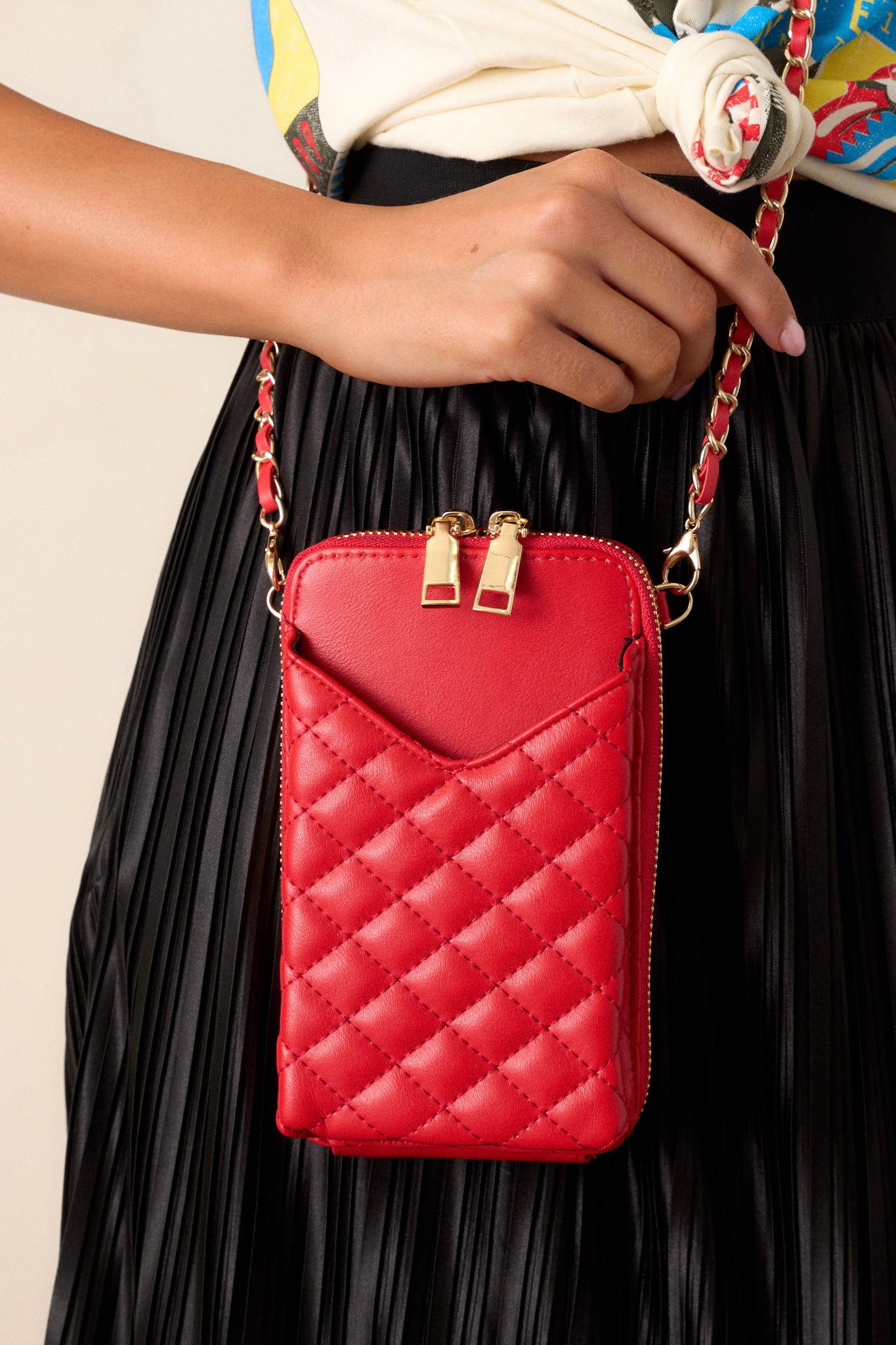 Street Smart Red Quilted Mini Crossbody Bag