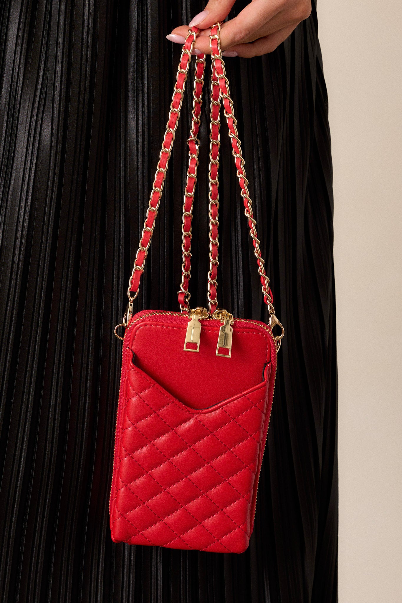 Street Smart Red Quilted Mini Crossbody Bag