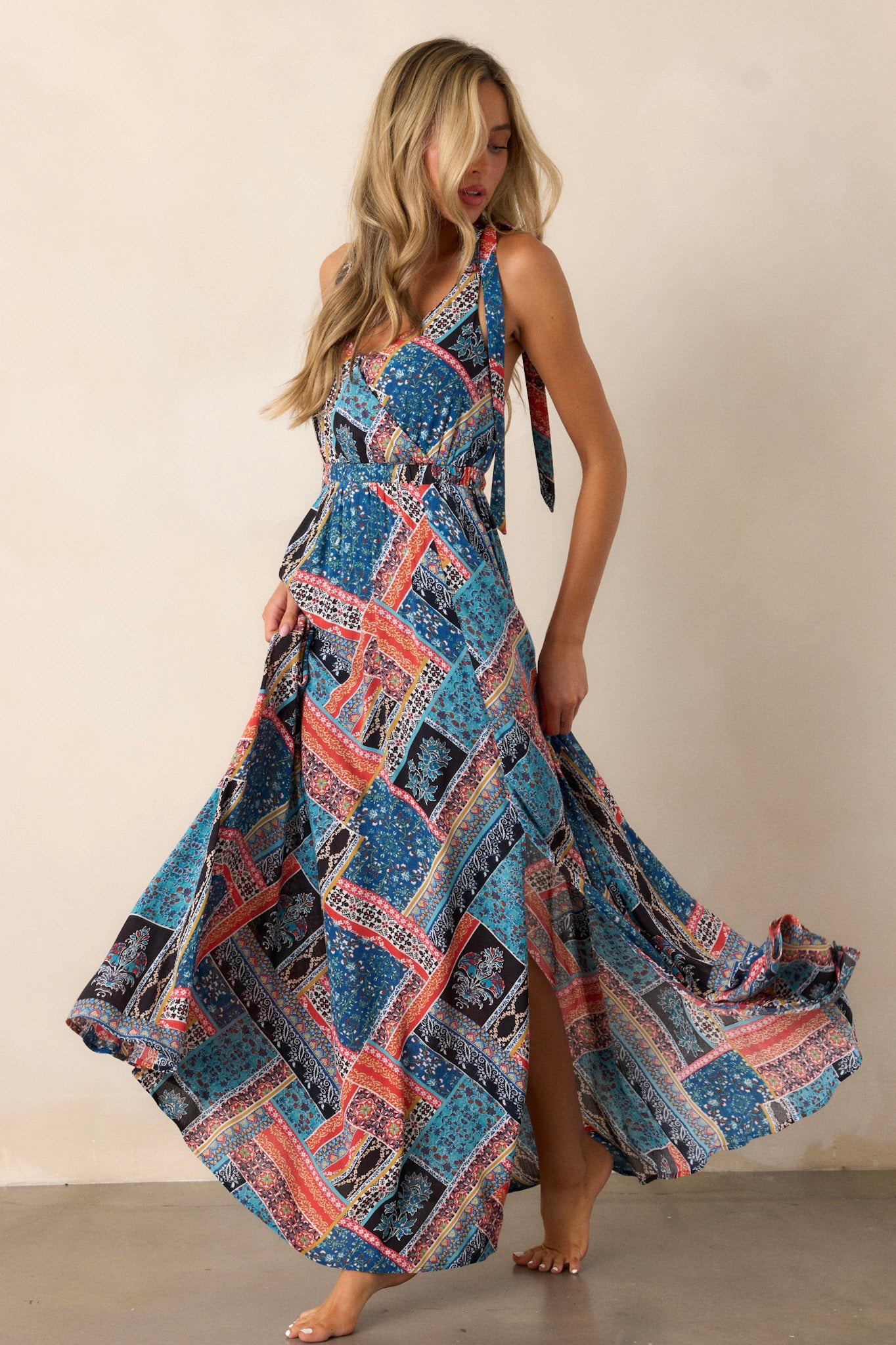 Be The Moment Navy Patchwork Maxi Dress