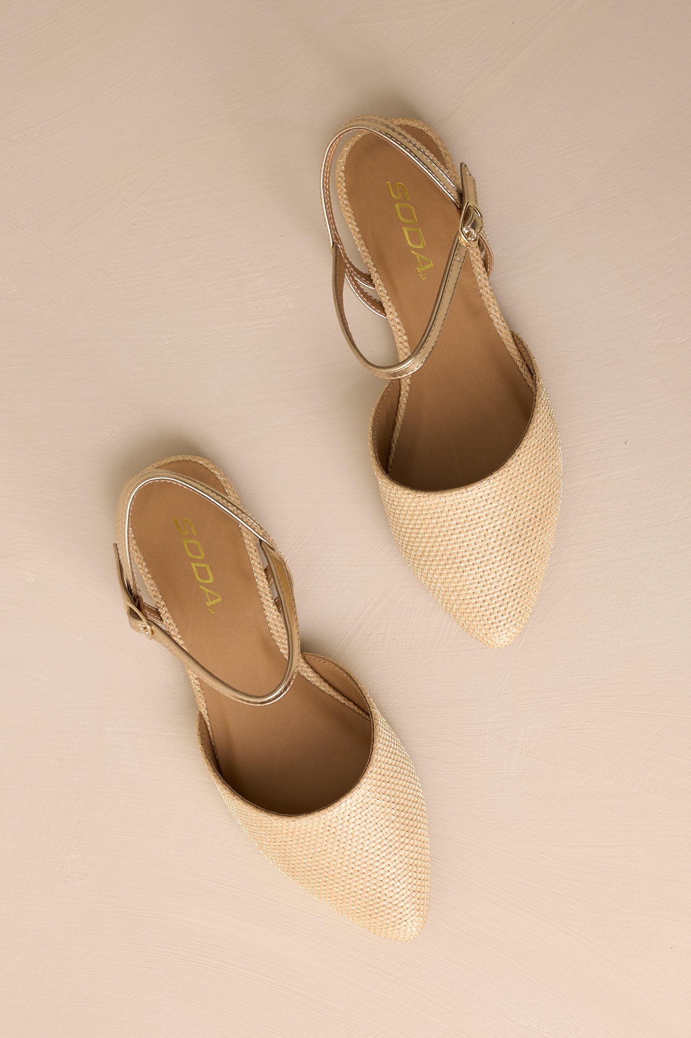 Goddess Glide Beige Ankle Strap Flats