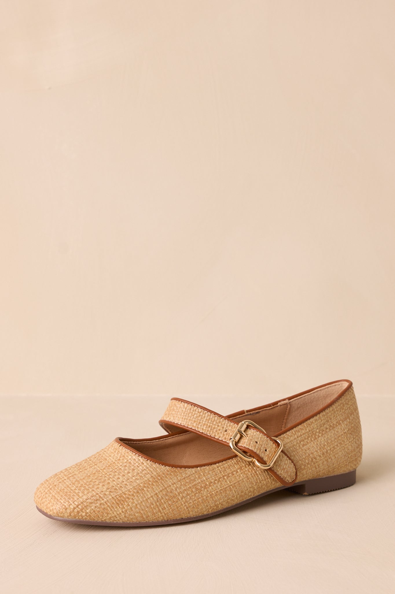 A side angle of the flats, focusing on the buckle closure that adds a chic accent while ensuring a secure fit.