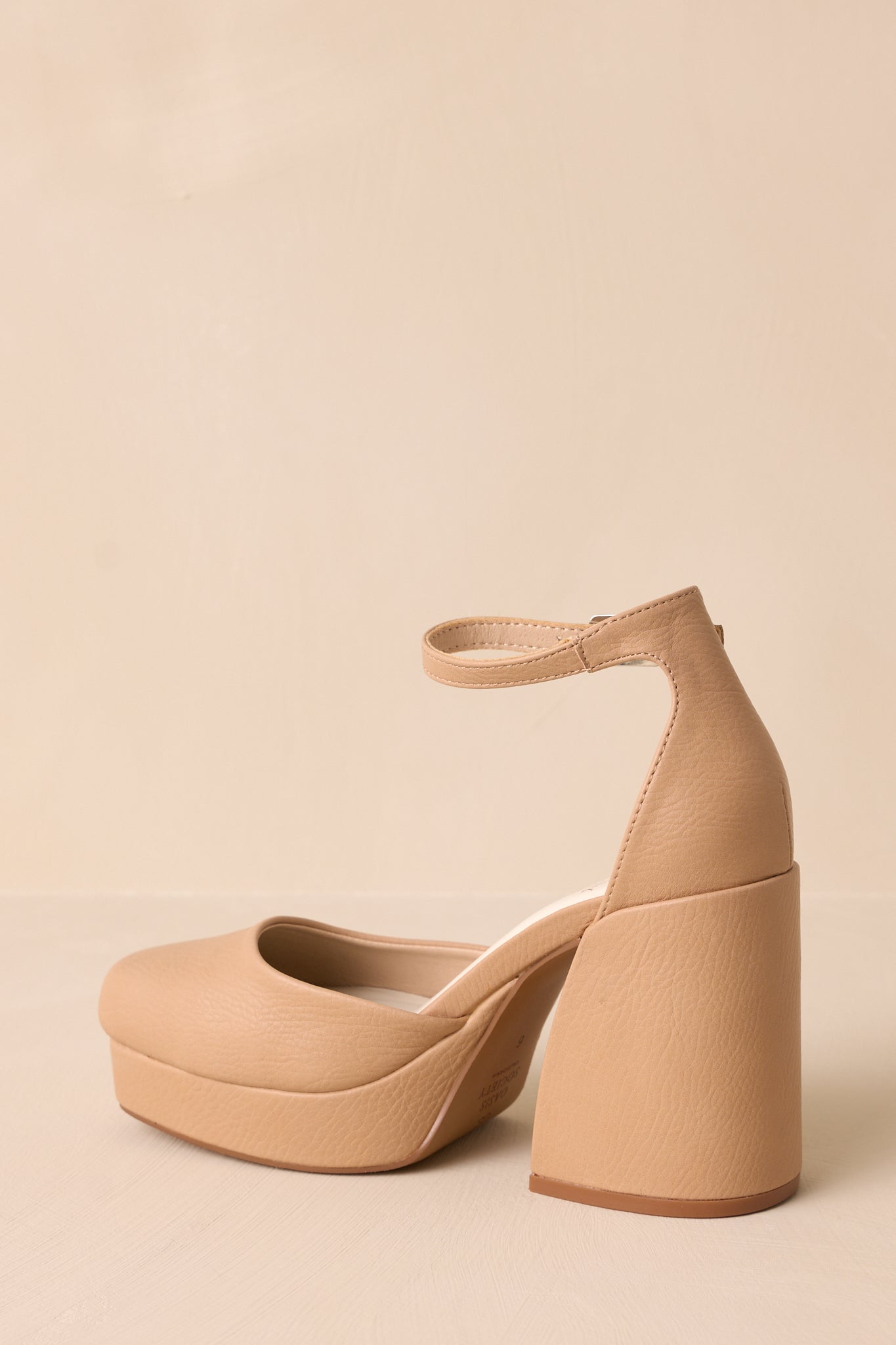 Dynamic Steps Beige Ankle Strap Block Heels