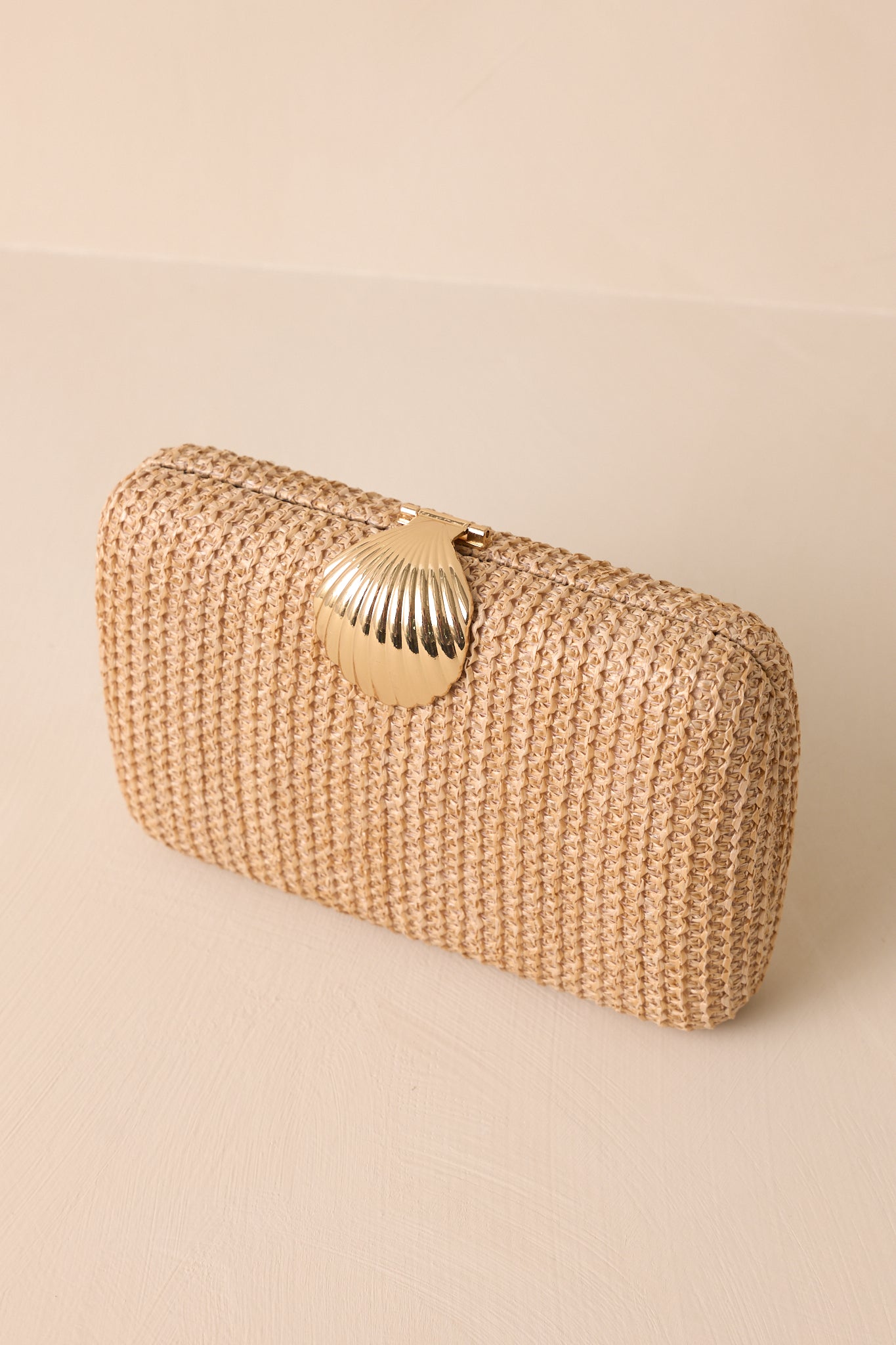 Lost In Time Natural Beige Woven Clutch