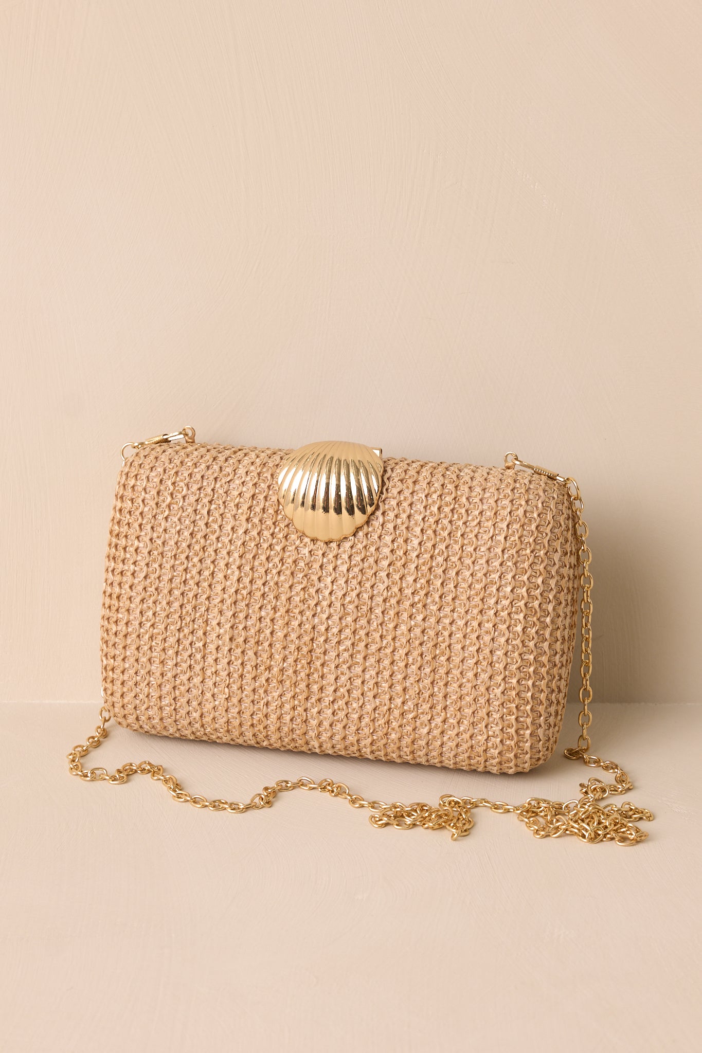 Lost In Time Natural Beige Woven Clutch