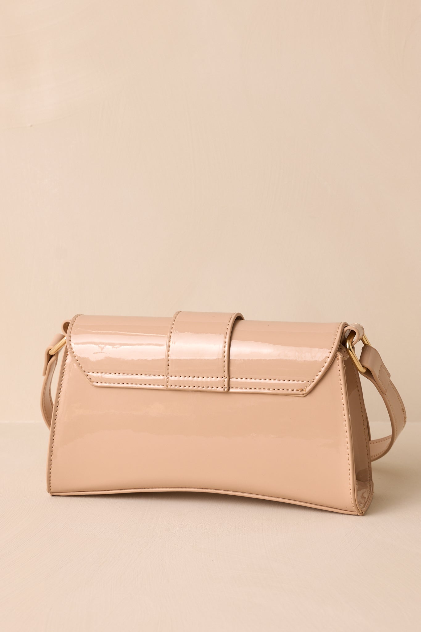 Elegant Allure Beige Glossy Handbag