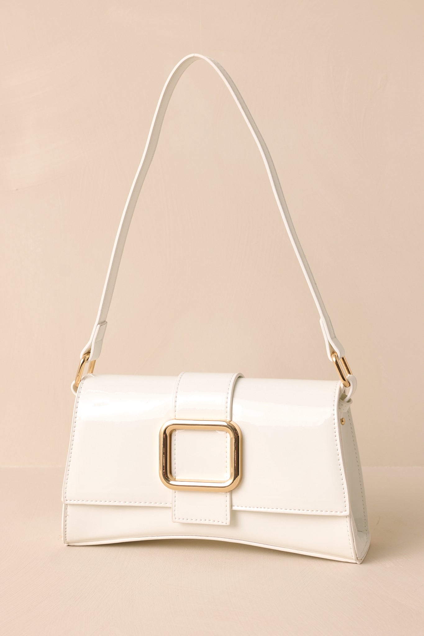 Elegant Allure Ivory Glossy Handbag