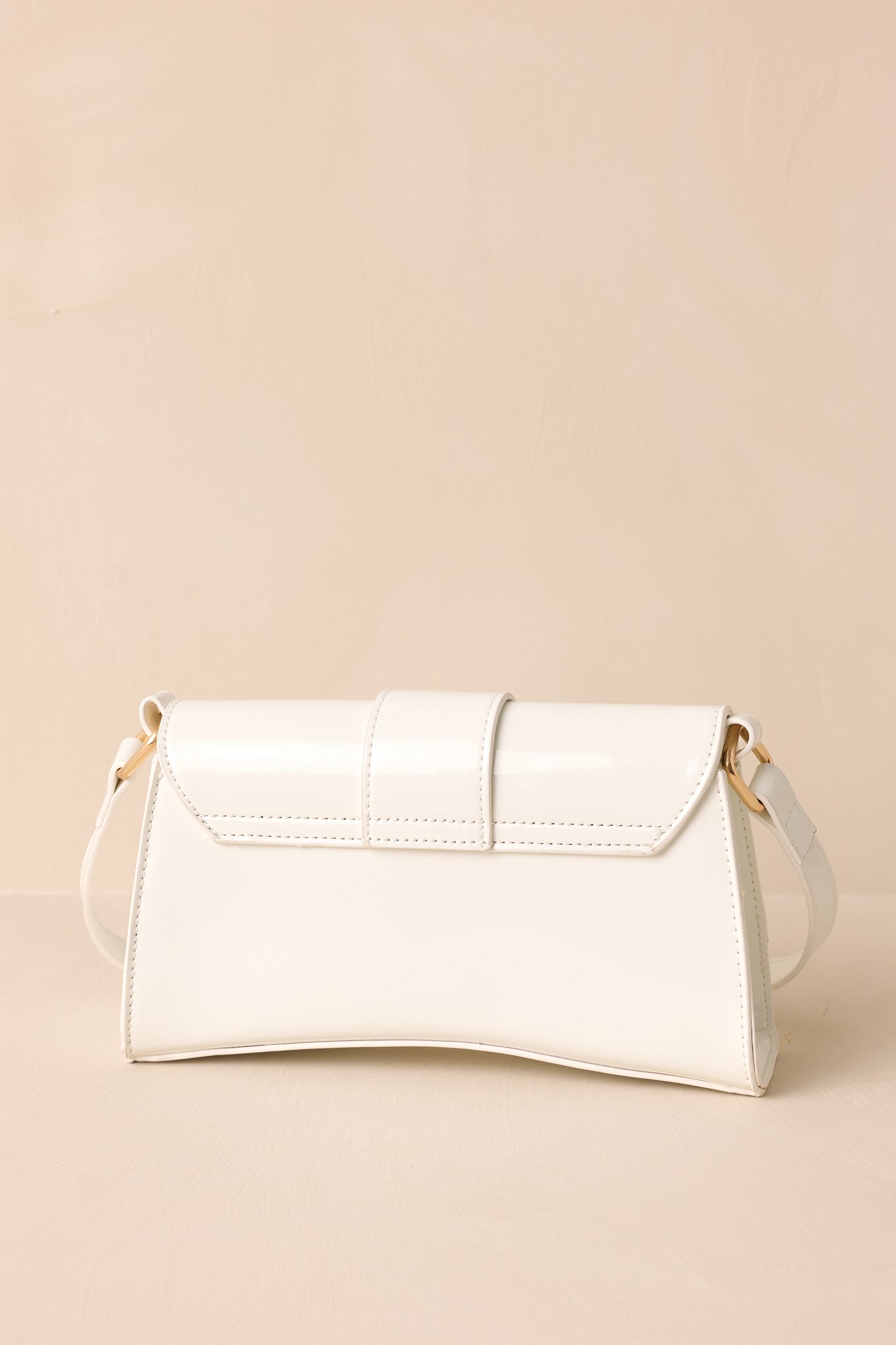 Elegant Allure Ivory Glossy Handbag