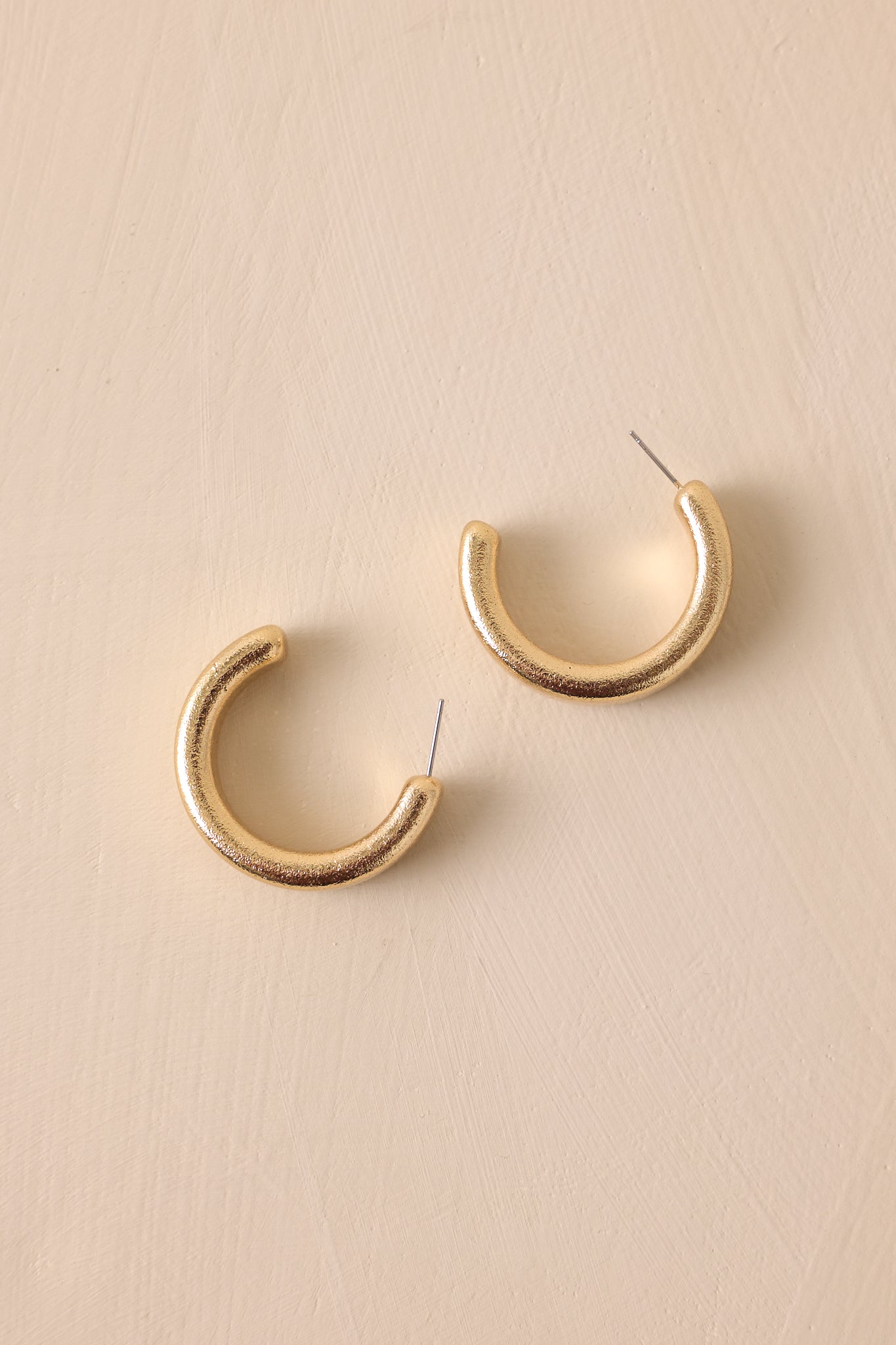 Gleaming Orbit Thick Gold Textured Hoop Earrings