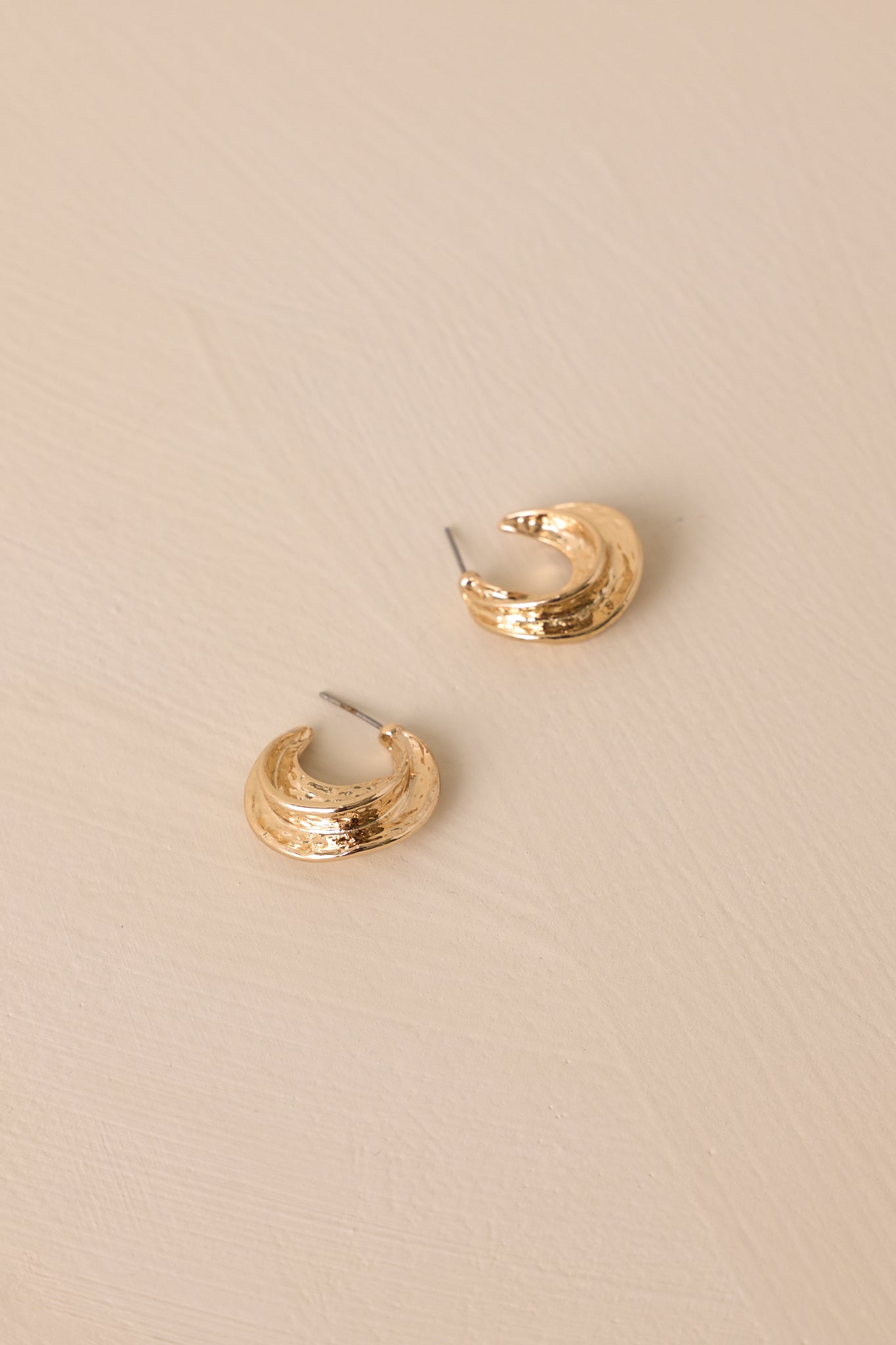 Lustrous Twist Gold Textured Hoop Earrings