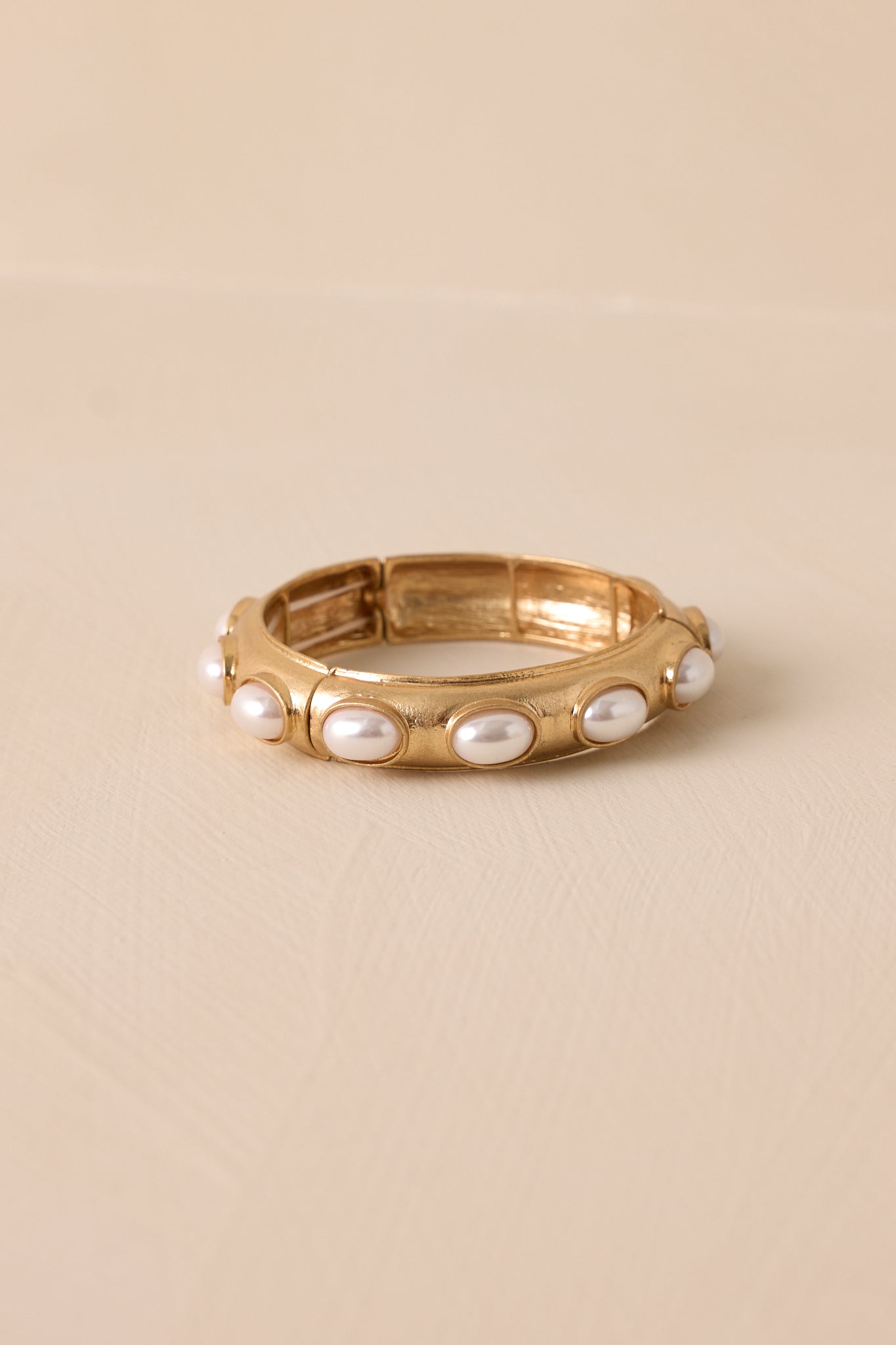 Radiant Row Worn Gold Pearl Bracelet