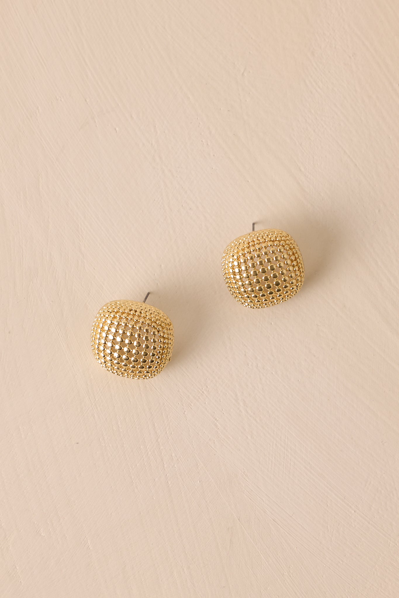 Falling Again Gold Textured Square Earrings