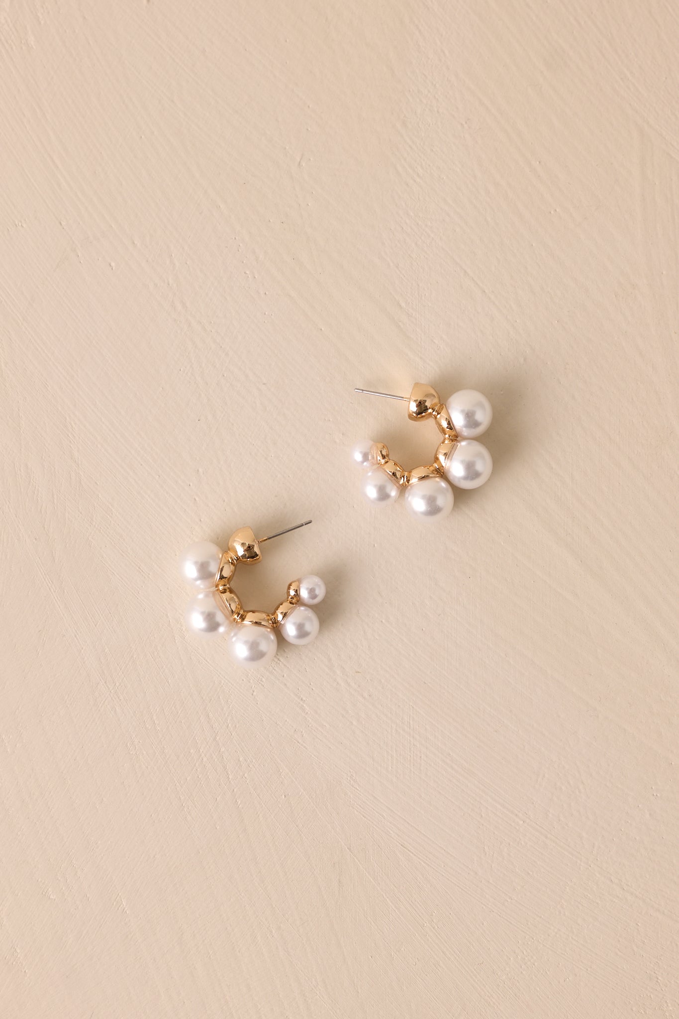 Gold Dust Woman Faux Pearl Hoop Earrings