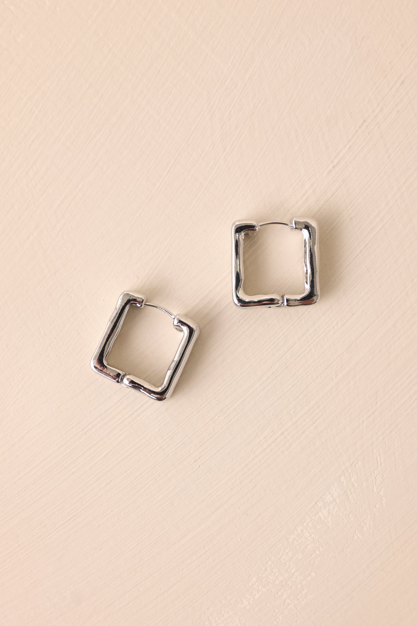 Wish Me Luck Silver Textured Square Hoop Earrings