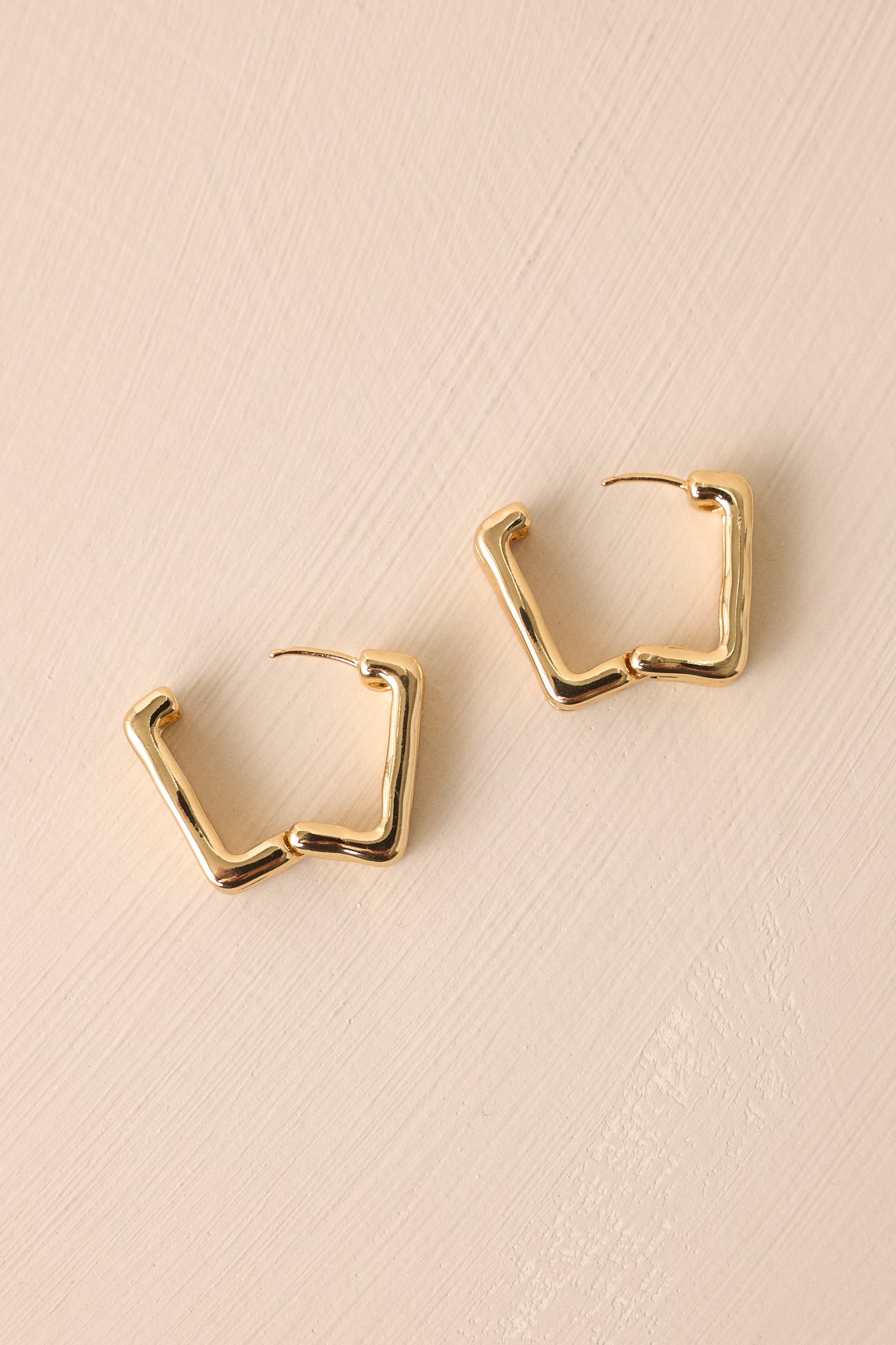 Wish Me Luck Gold Textured Square Hoop Earrings