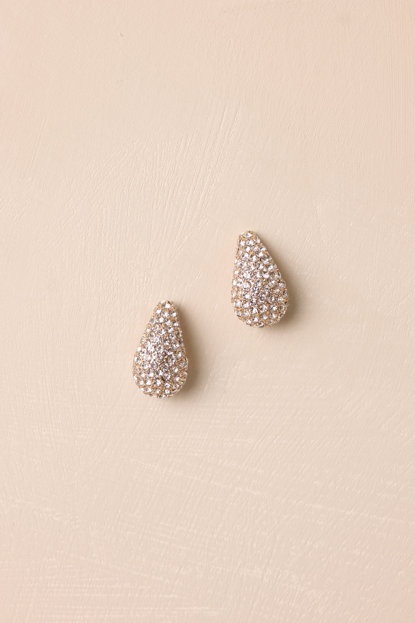 No Looking Back Gold Rhinestone Teardrop Earrings