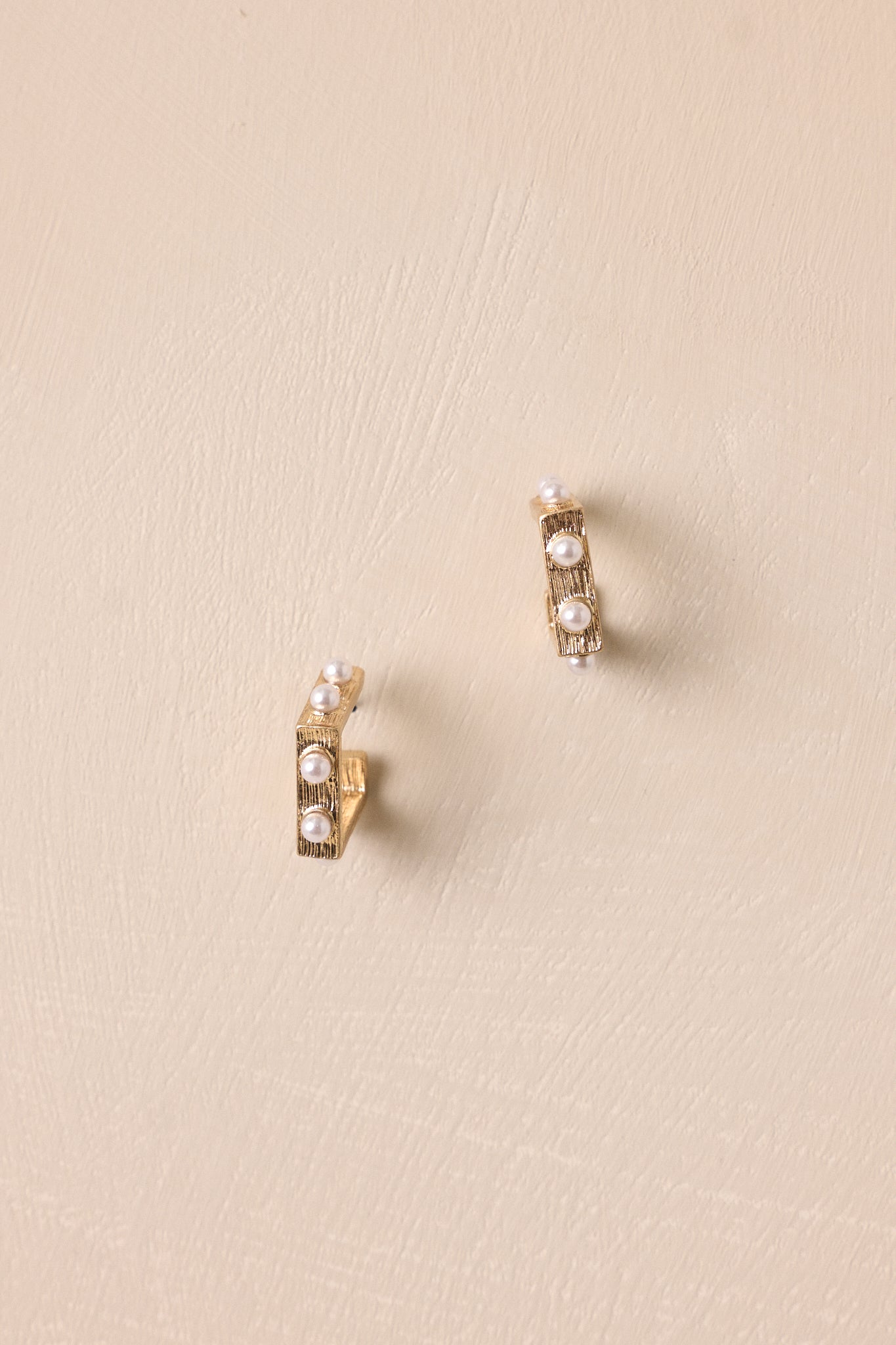 Fading Light Lament Gold & Pearl Square Hoop Earrings