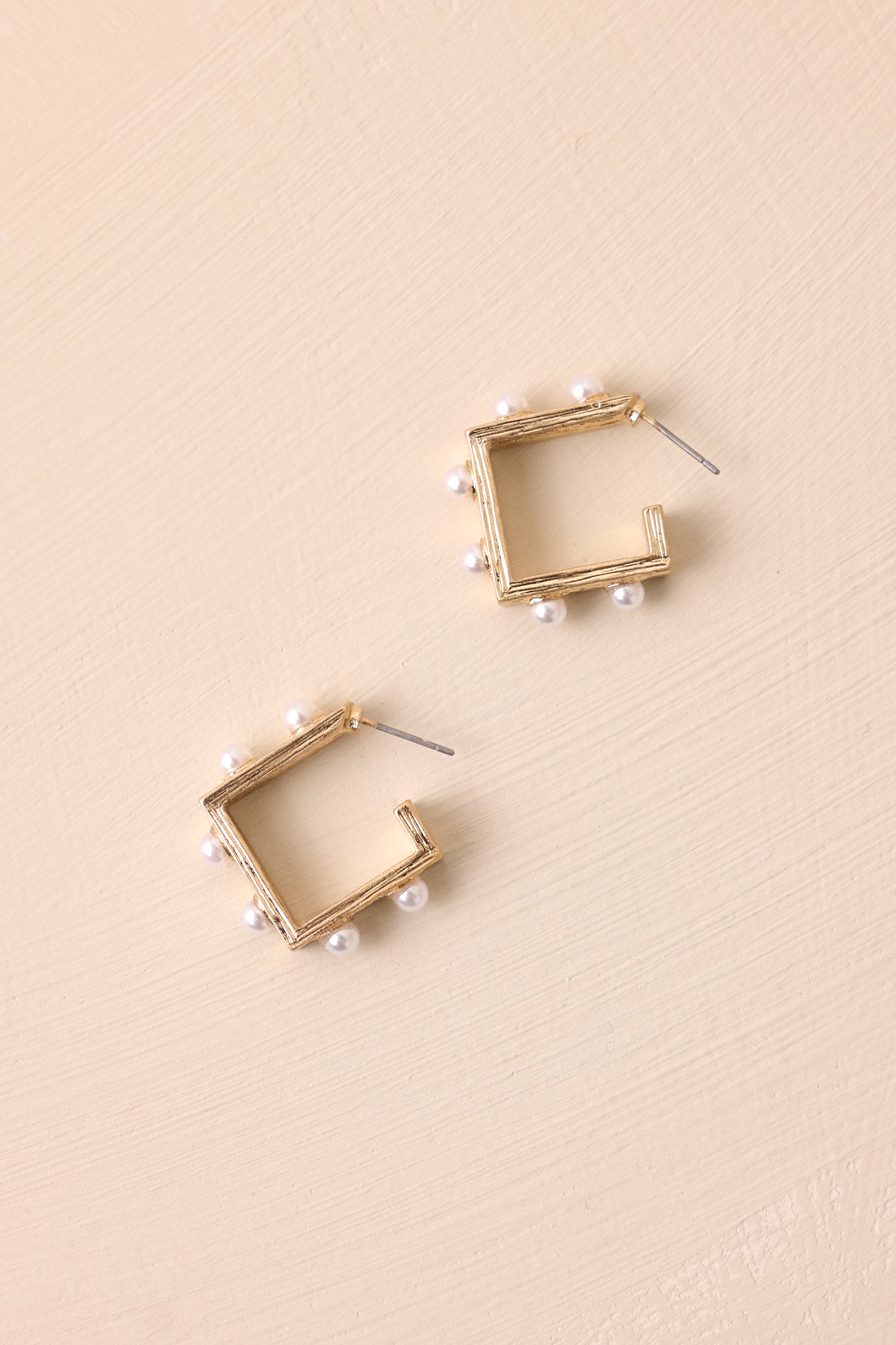 Fading Light Lament Gold & Pearl Square Hoop Earrings