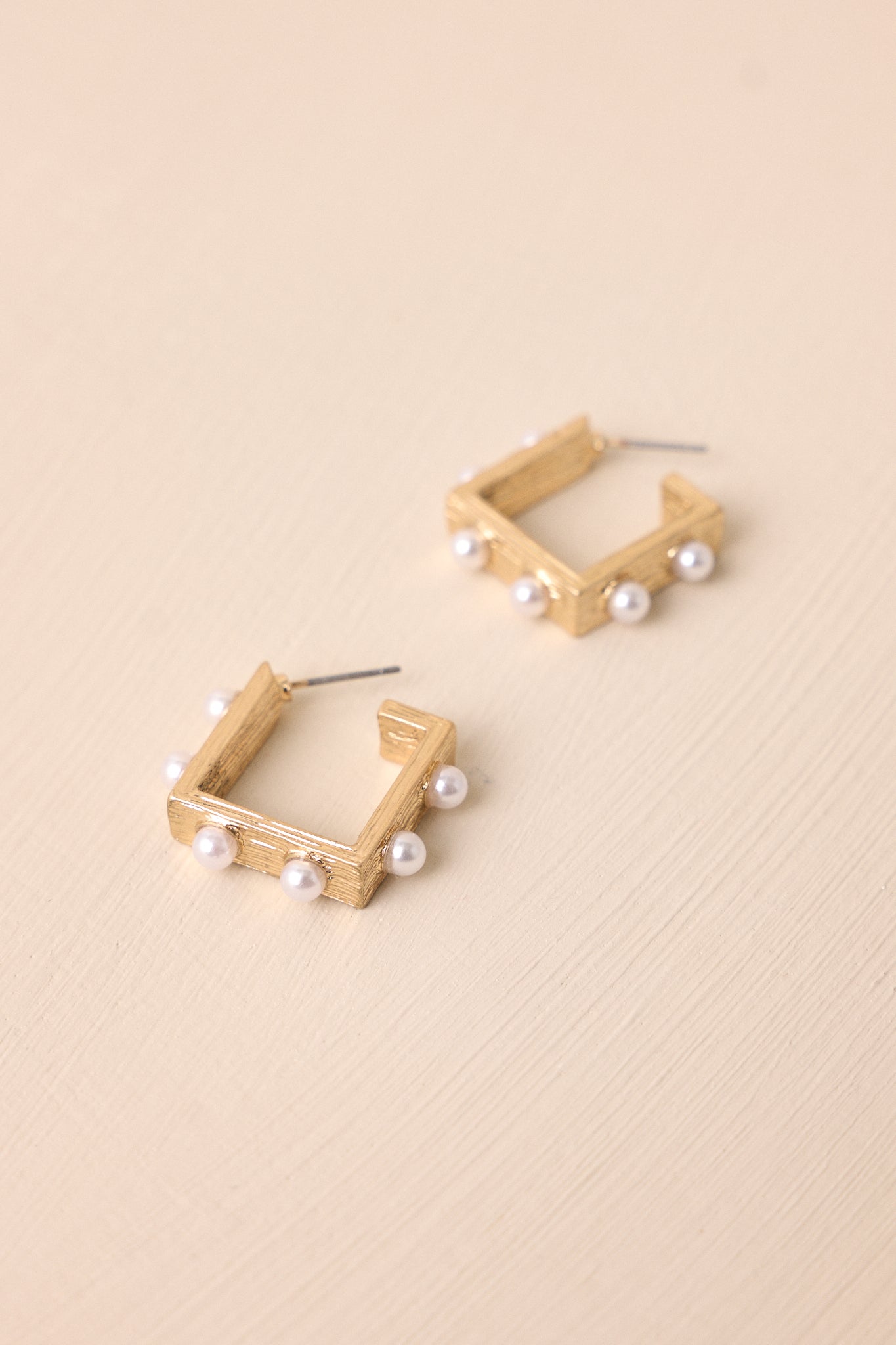 Fading Light Lament Gold & Pearl Square Hoop Earrings