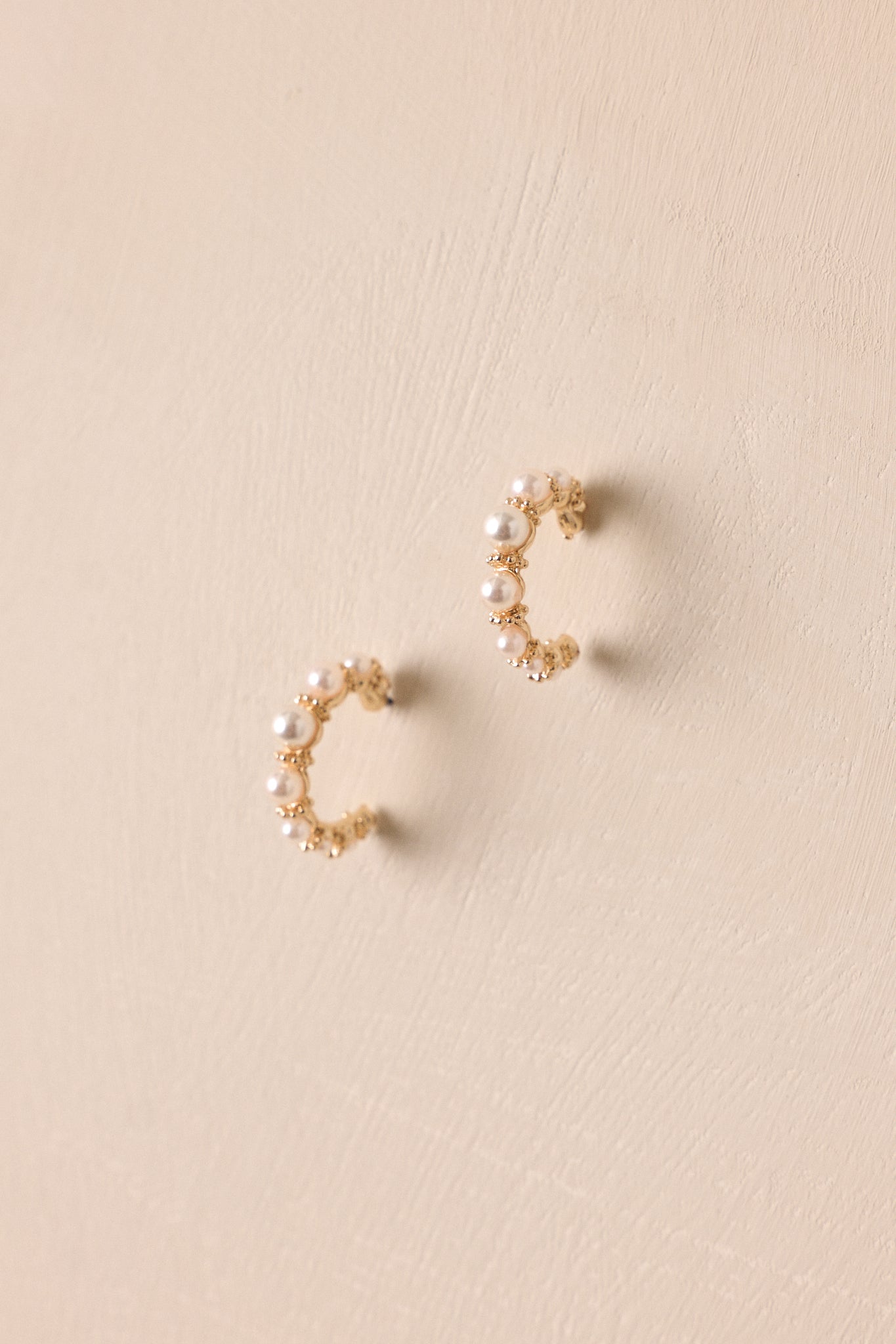 Good Omens Ivory Pearl Gold Hoop Earrings