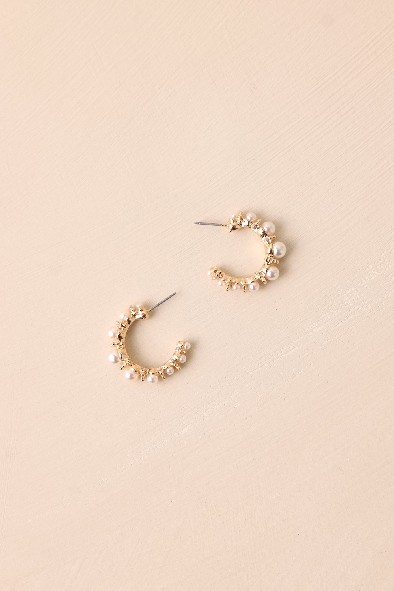 Good Omens Ivory Pearl Gold Hoop Earrings