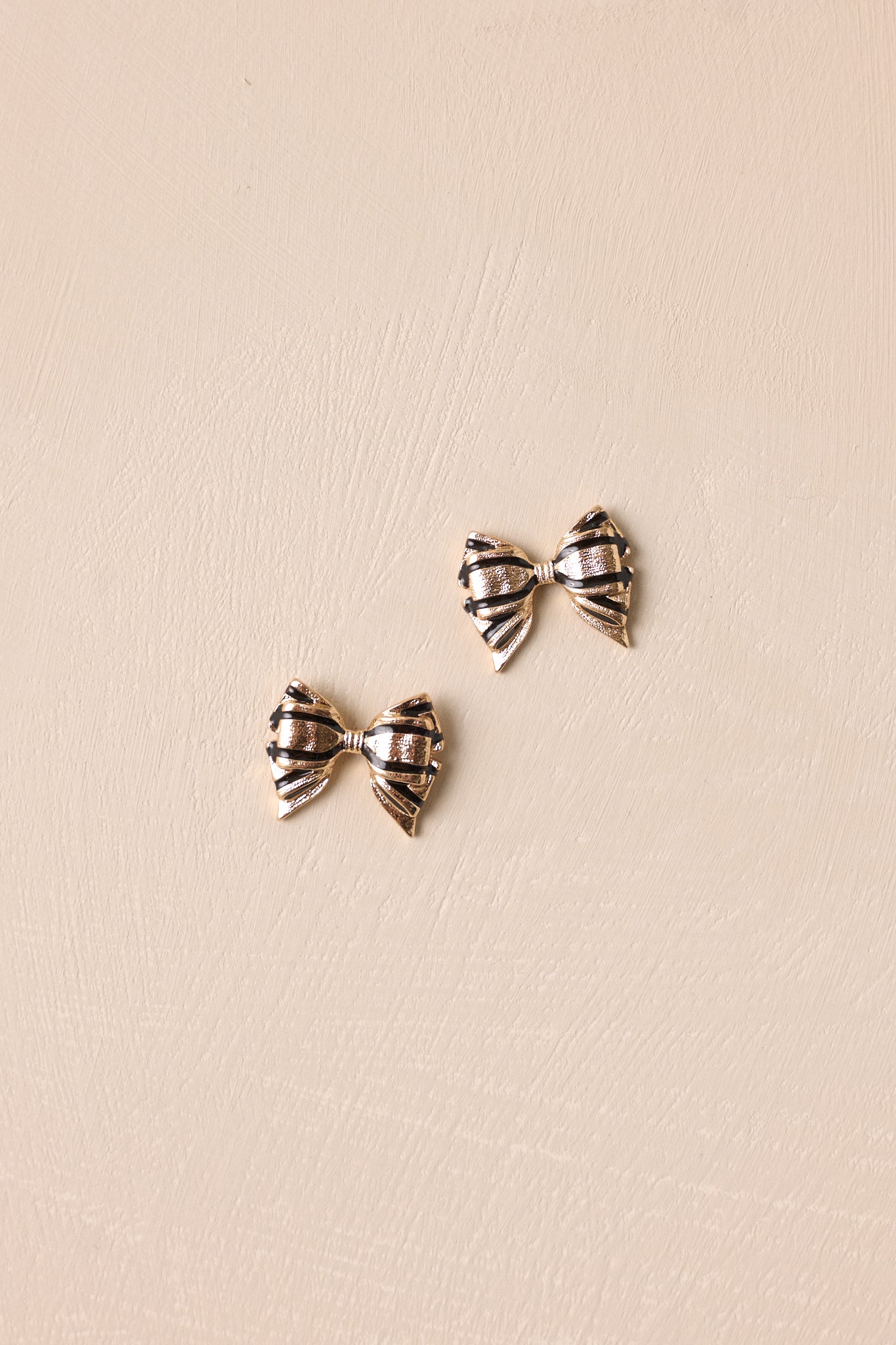 Elysian Fields Gold & Black Stripe Bow Earrings