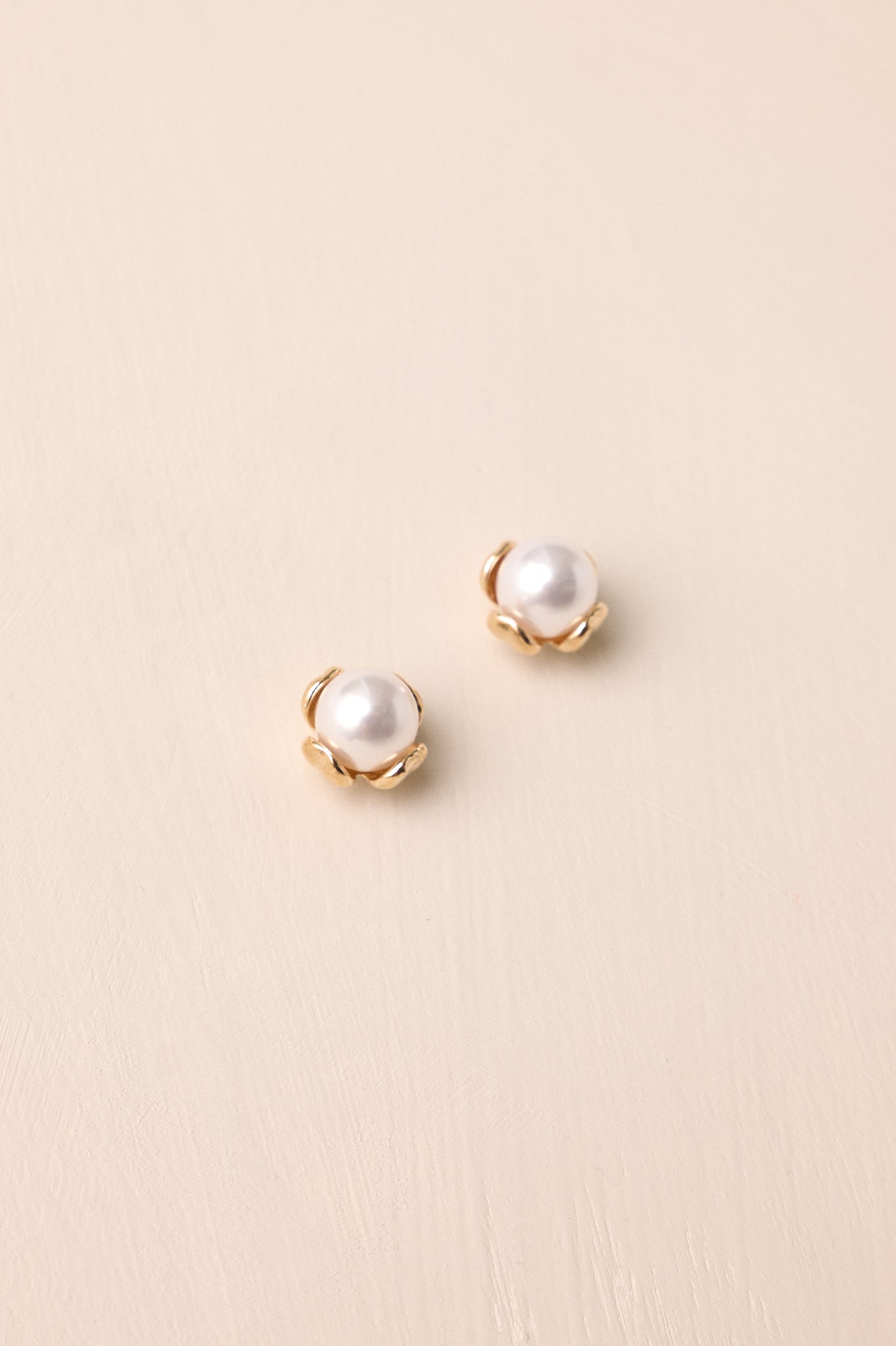 Lunar Veil Gold & Ivory Pearl Stud Earrings