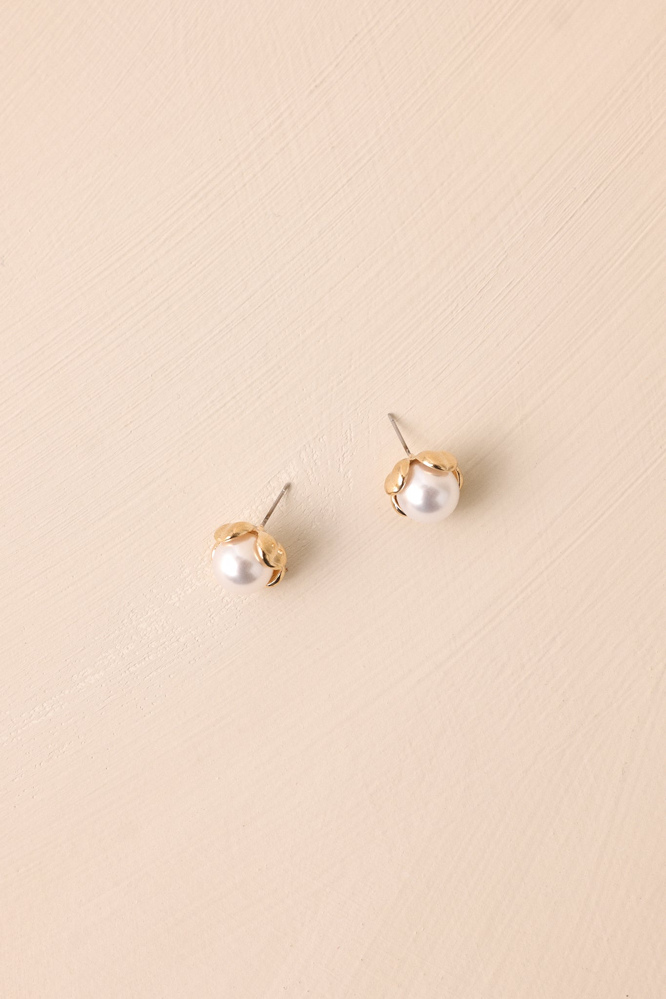 Lunar Veil Gold & Ivory Pearl Stud Earrings