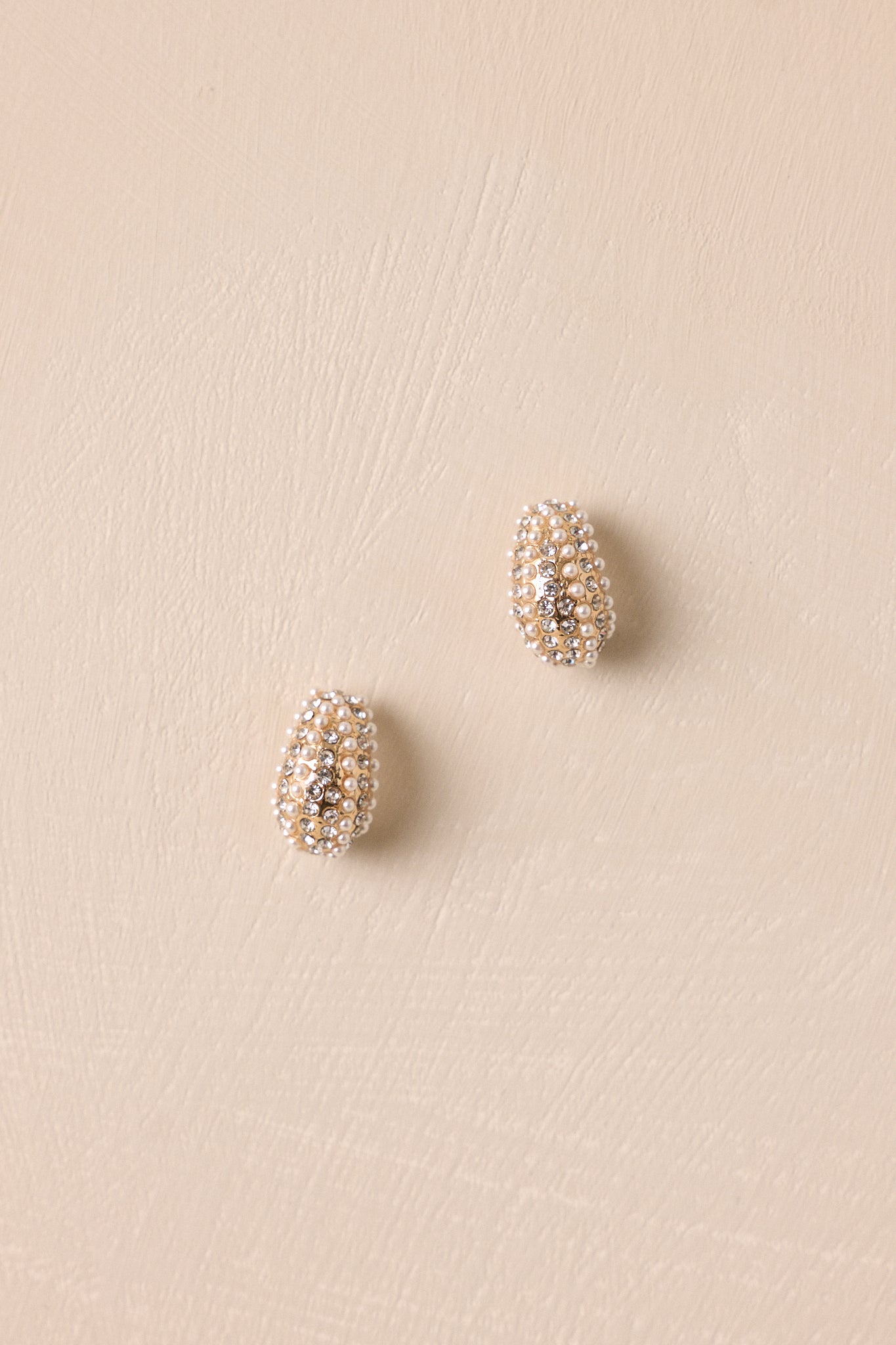 Moments We Remember Gold Textured Pearl Hoop Earrings