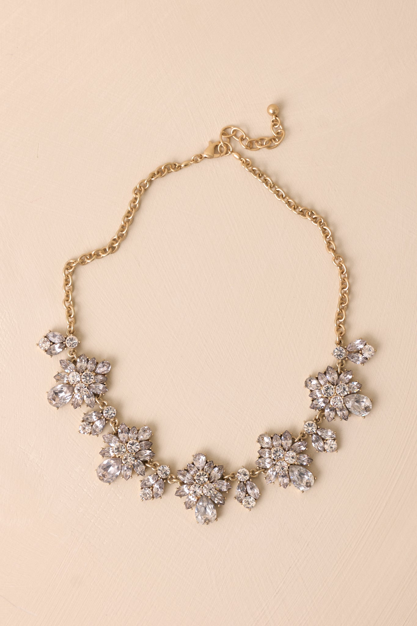 Hopeless Romantic Gold Rhinestone Statement Necklace