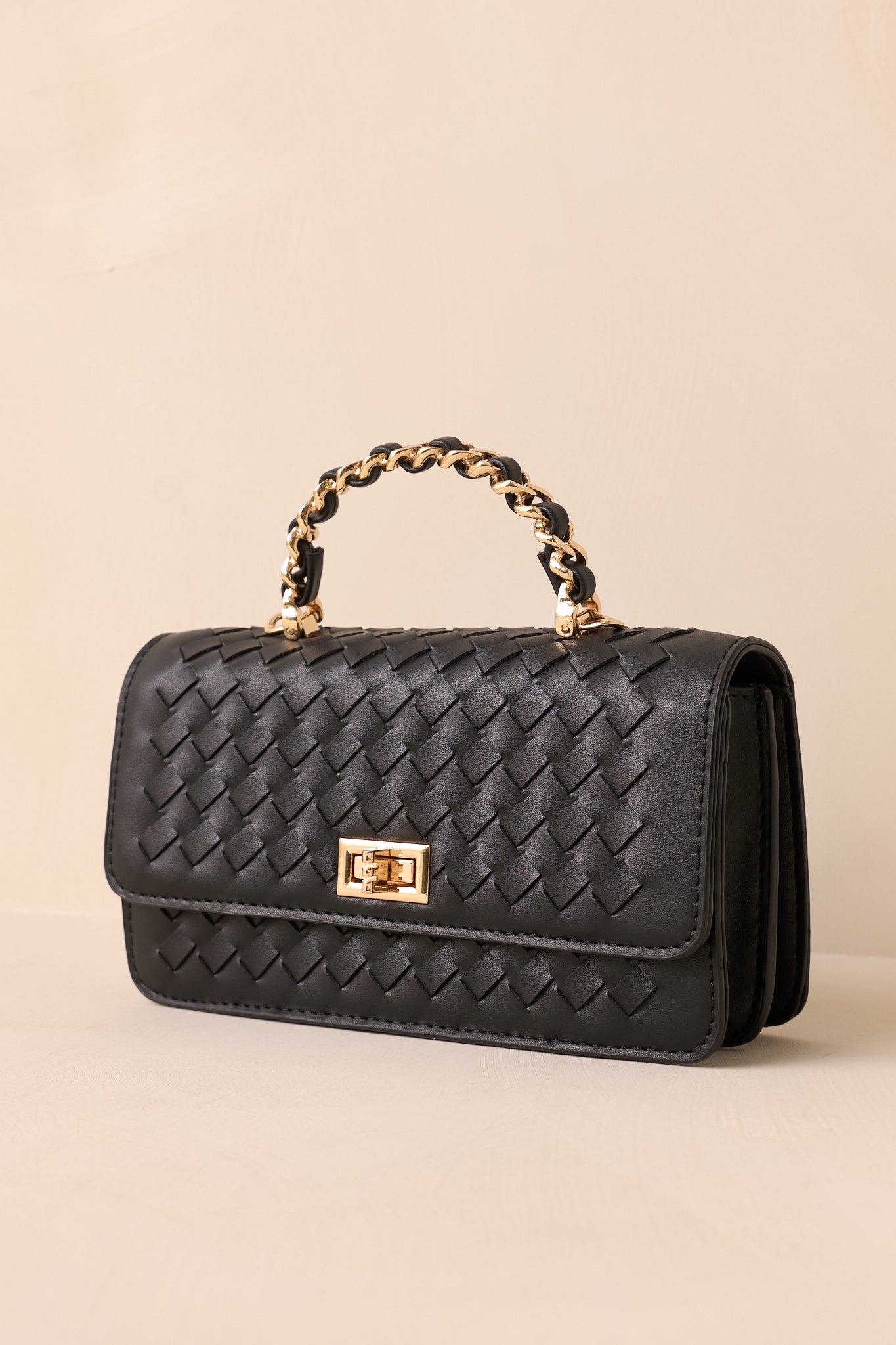 Glass Meadow Black Woven Faux Leather Handbag