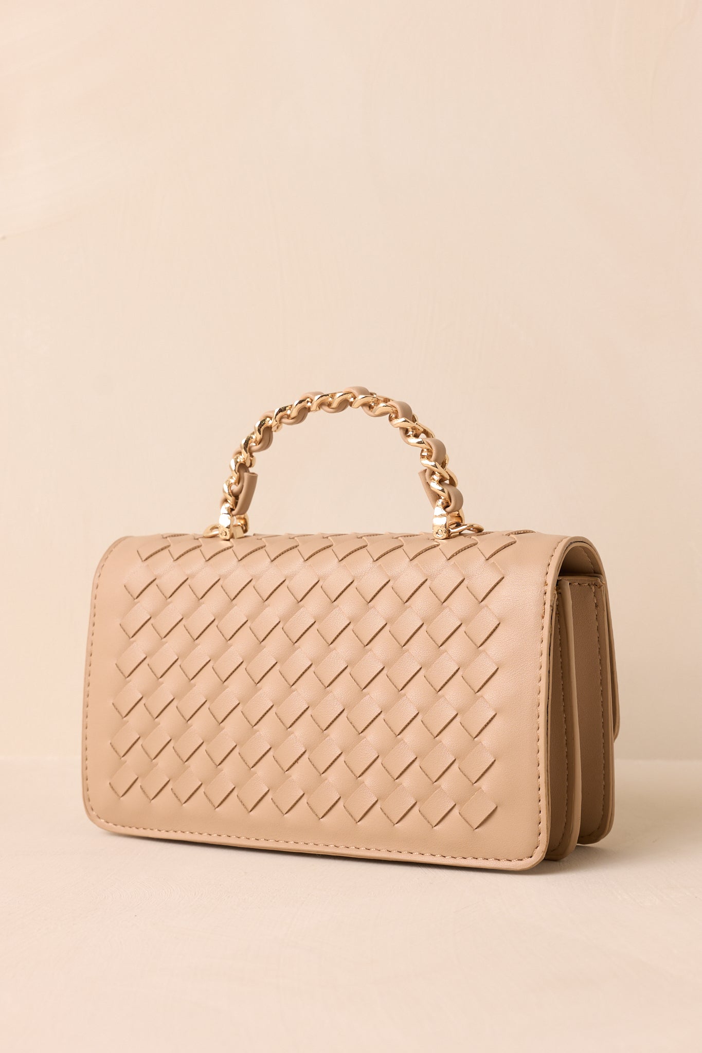 Glass Meadow Beige Woven Faux Leather Handbag