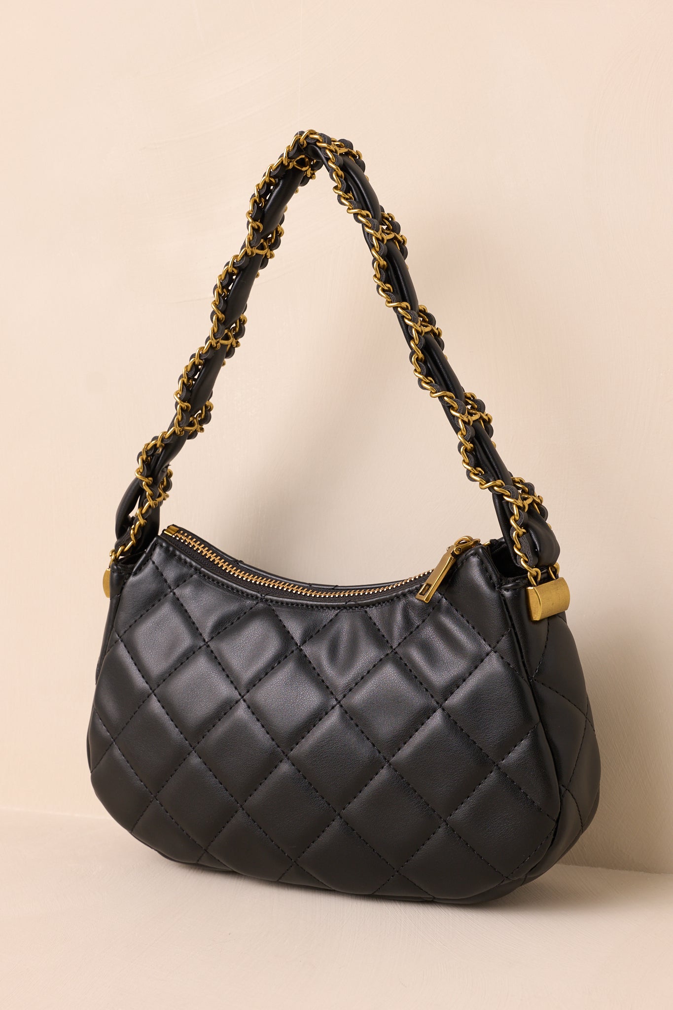 Jaded Serenade Black Quilted Handbag