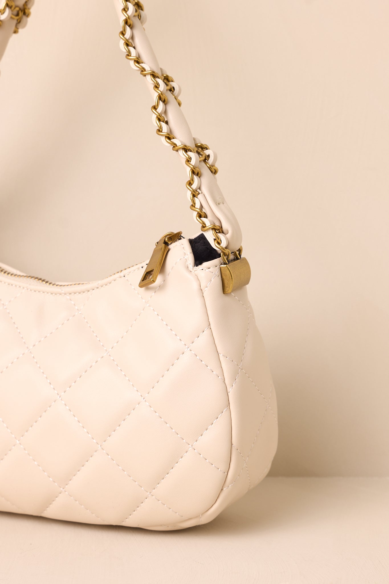 Jaded Serenade White Quilted Handbag