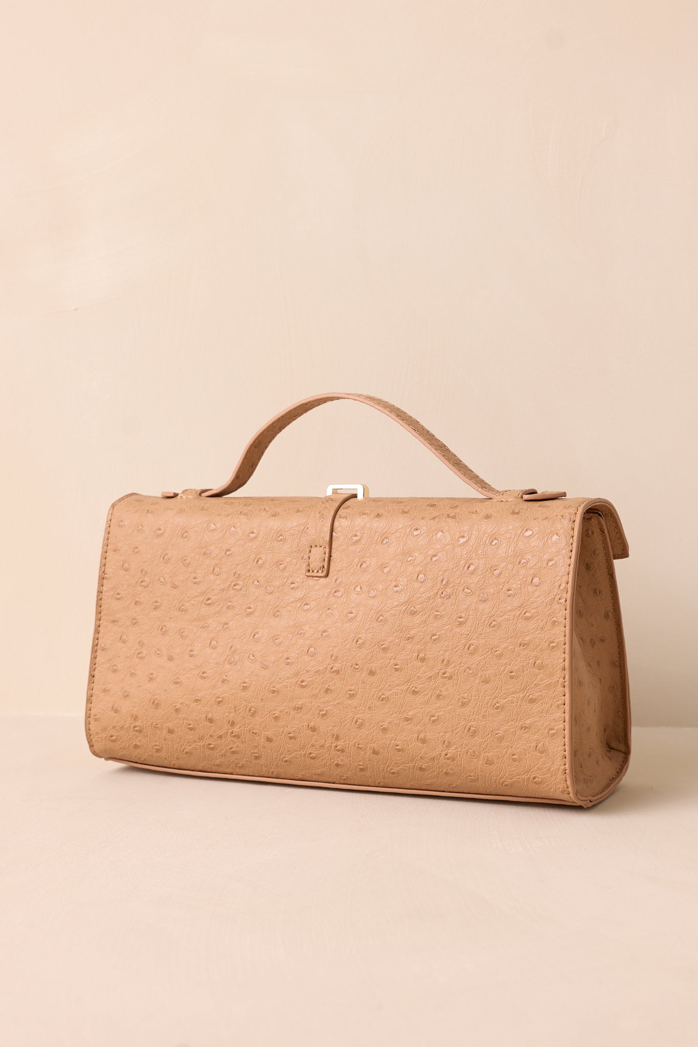 A Perfect Match Camel Ostrich Print Handbag