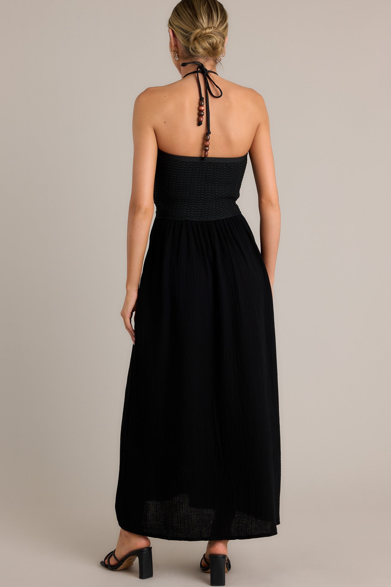 Graceful Flow 100% Cotton Black Maxi Dress