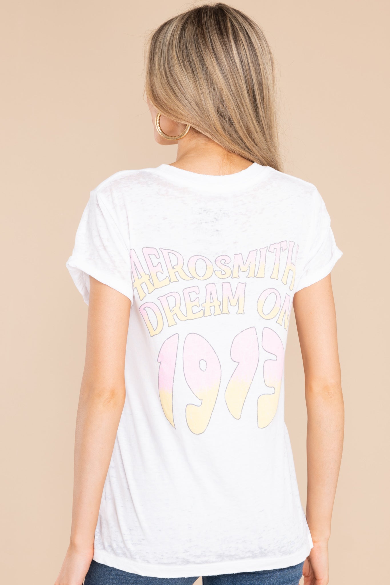 Aerosmith Dream On 1973 White Tee - Red Dress