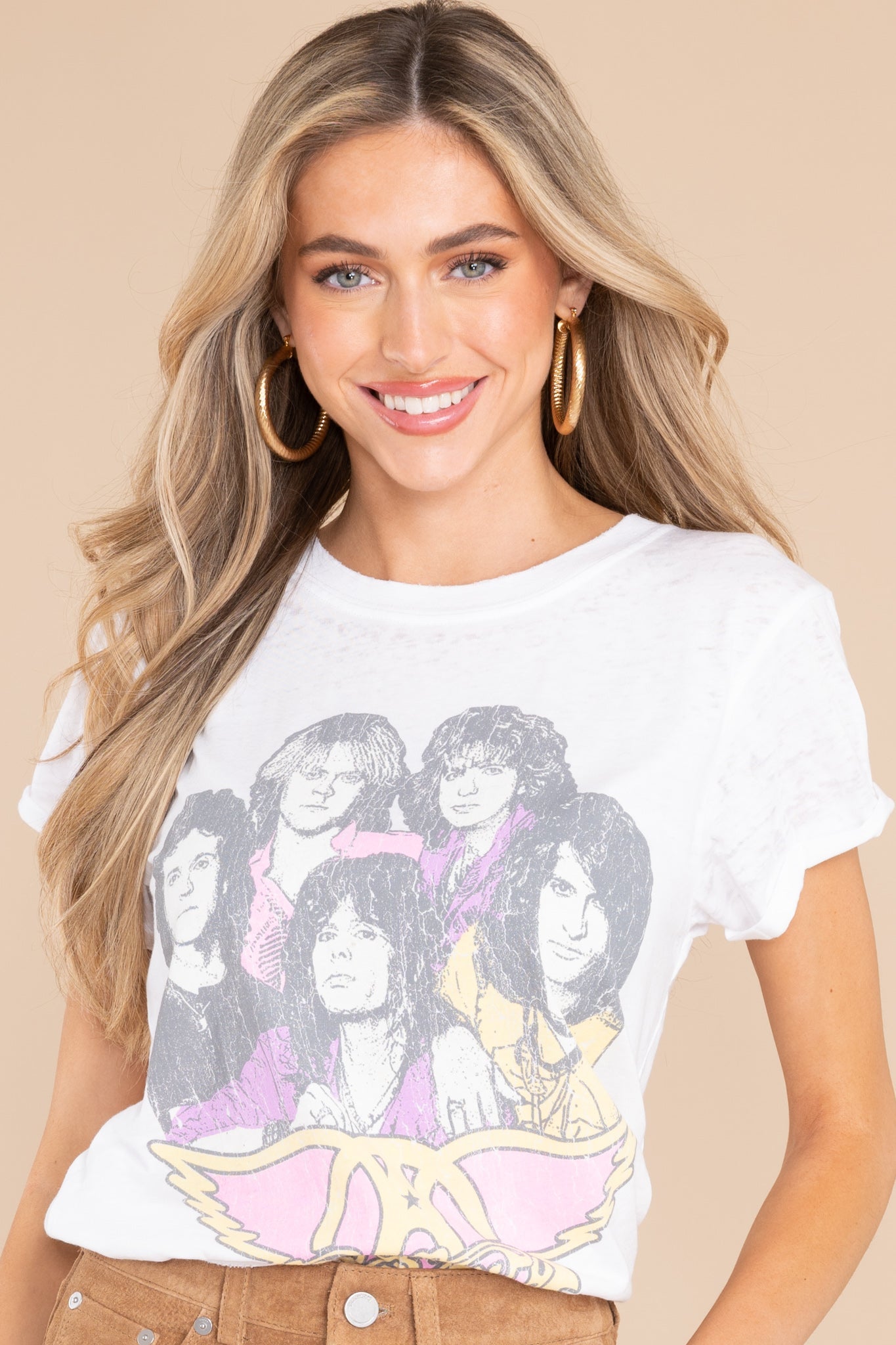 Aerosmith Dream On 1973 White Tee - Red Dress