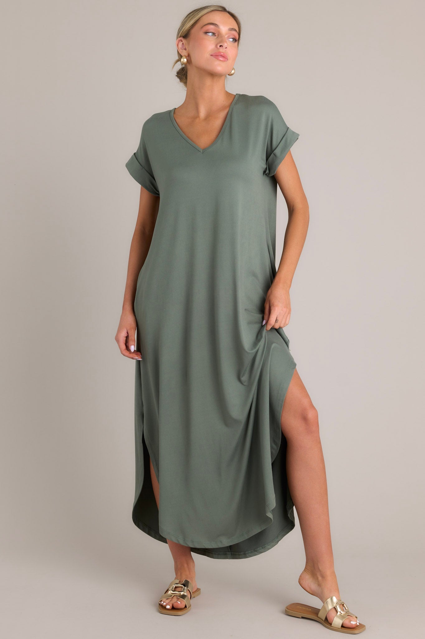 Always The Same Thing Olive Green Maxi Dress - Red Dress