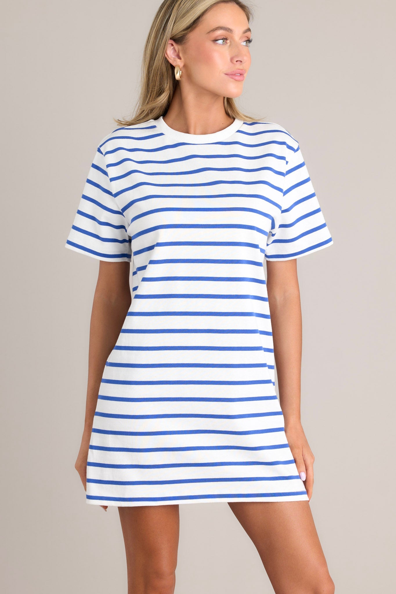 Authentic Moments Blue Stripe T-Shirt Dress - Red Dress