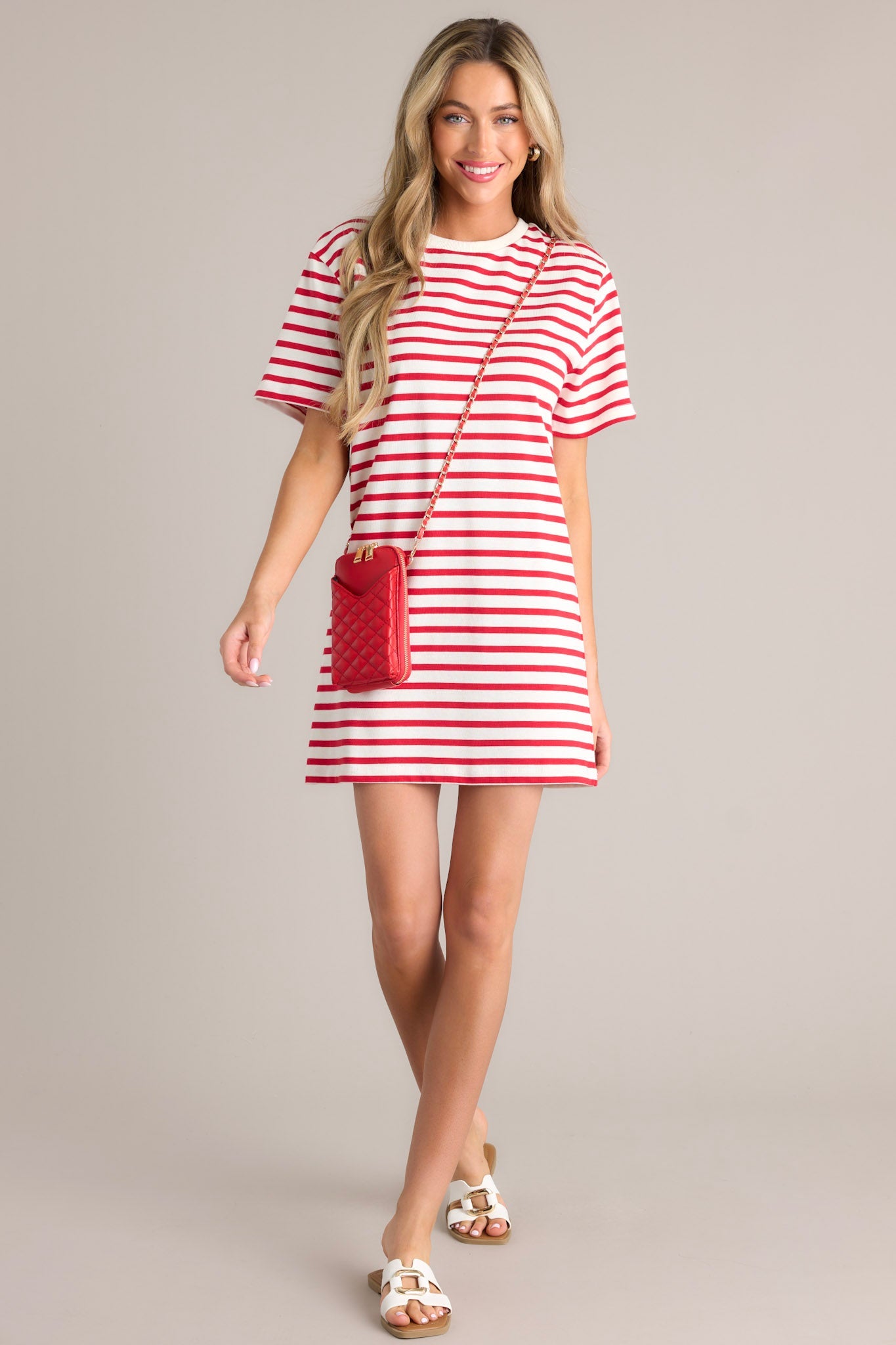 Authentic Moments Red Stripe T-Shirt Dress - Red Dress