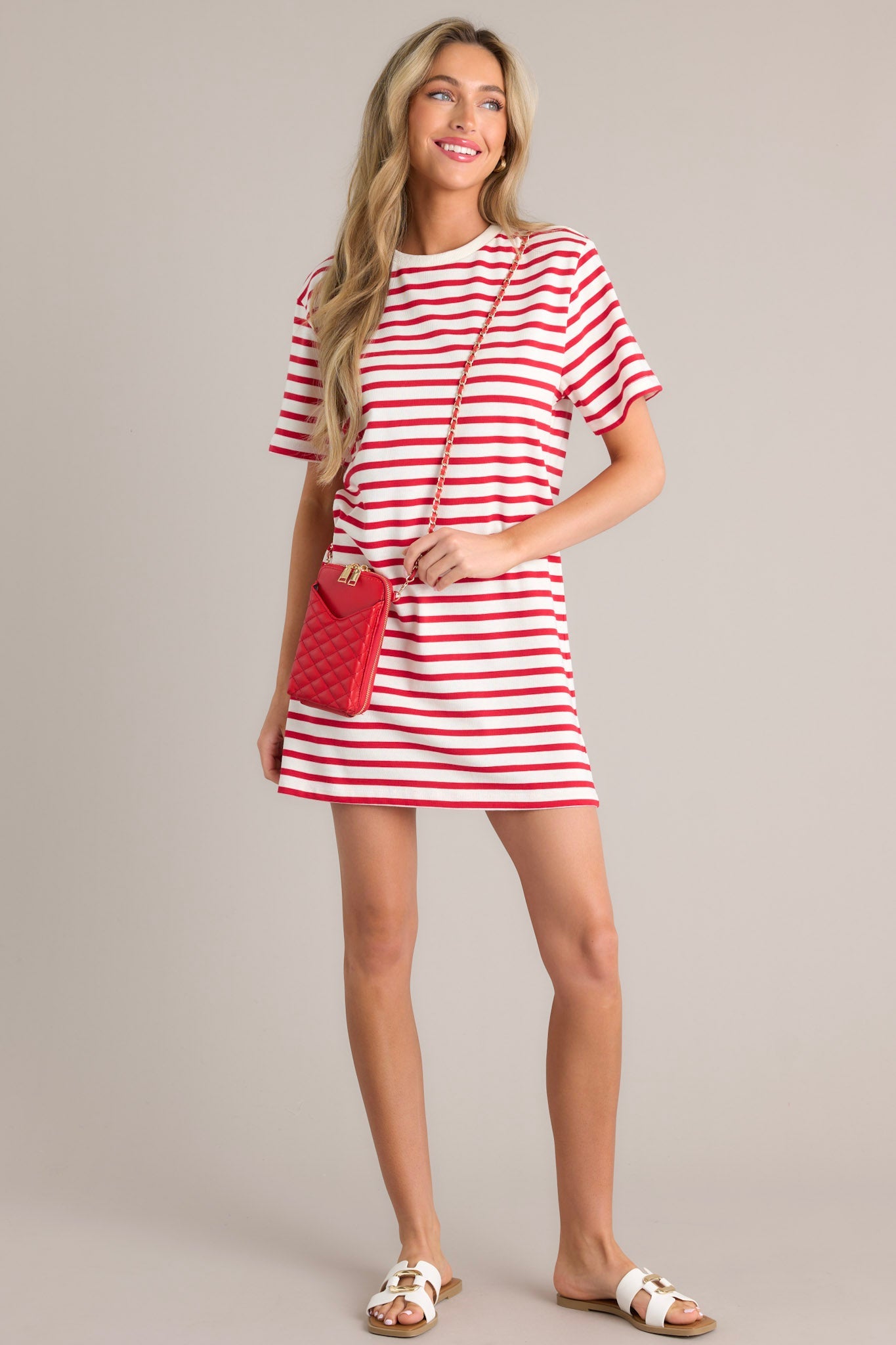 Authentic Moments Red Stripe T-Shirt Dress - Red Dress