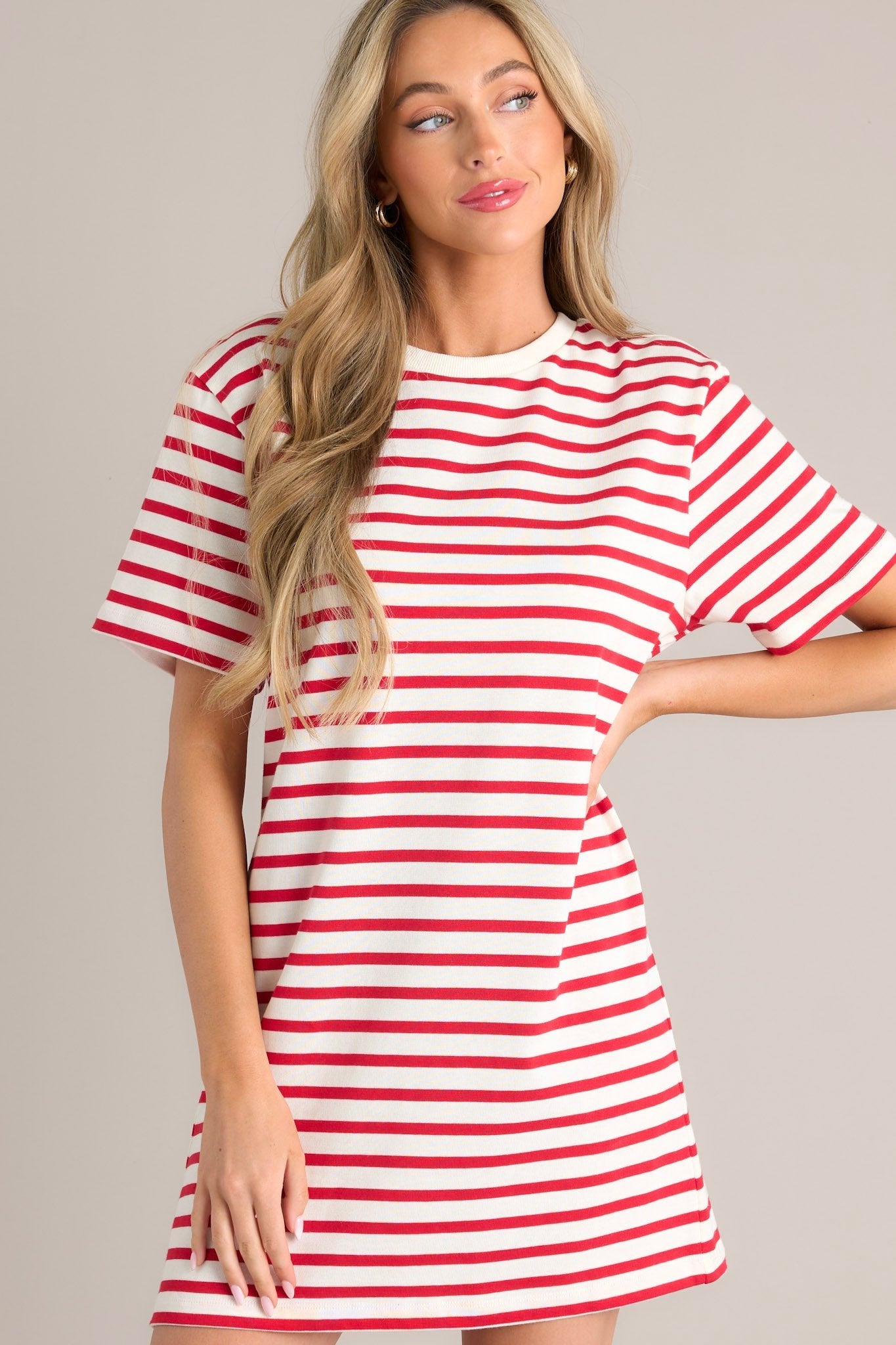 Authentic Moments Red Stripe T-Shirt Dress - Red Dress