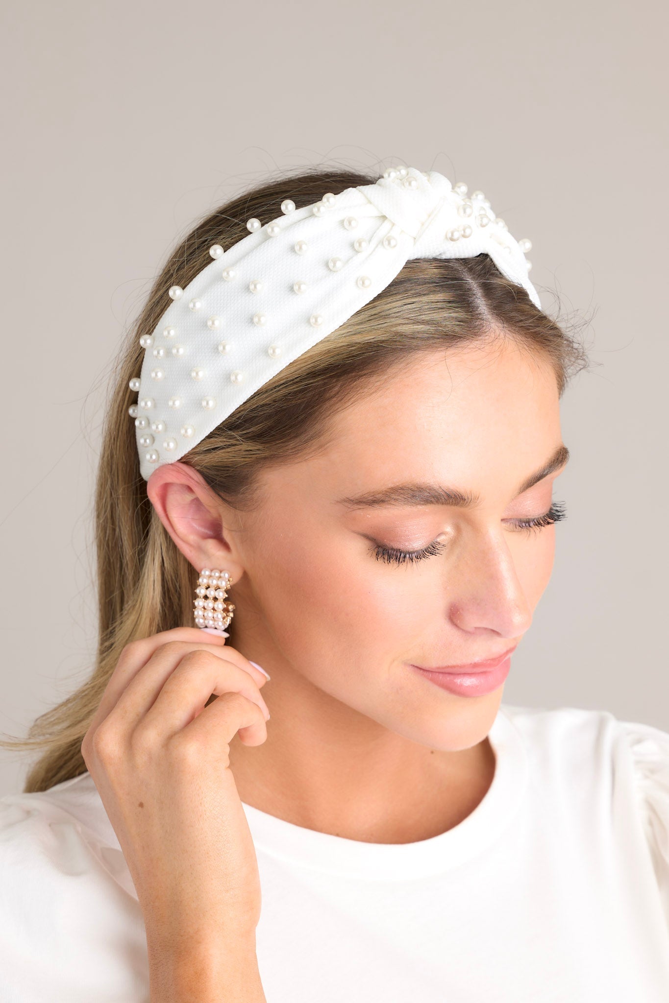 Awakening Potential White Pearl Headband - Red Dress