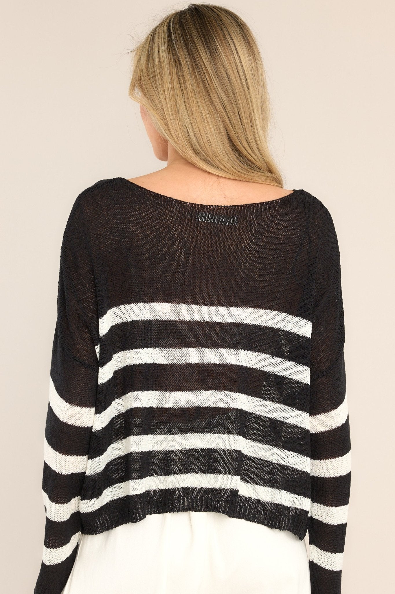 Burned Bridges Black Striped Sweater - Red Dress