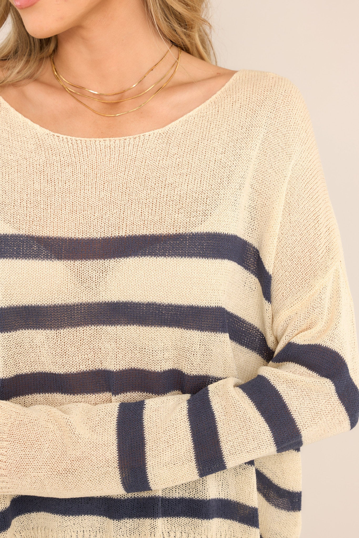 Burned Bridges Navy Striped Sweater - Red Dress