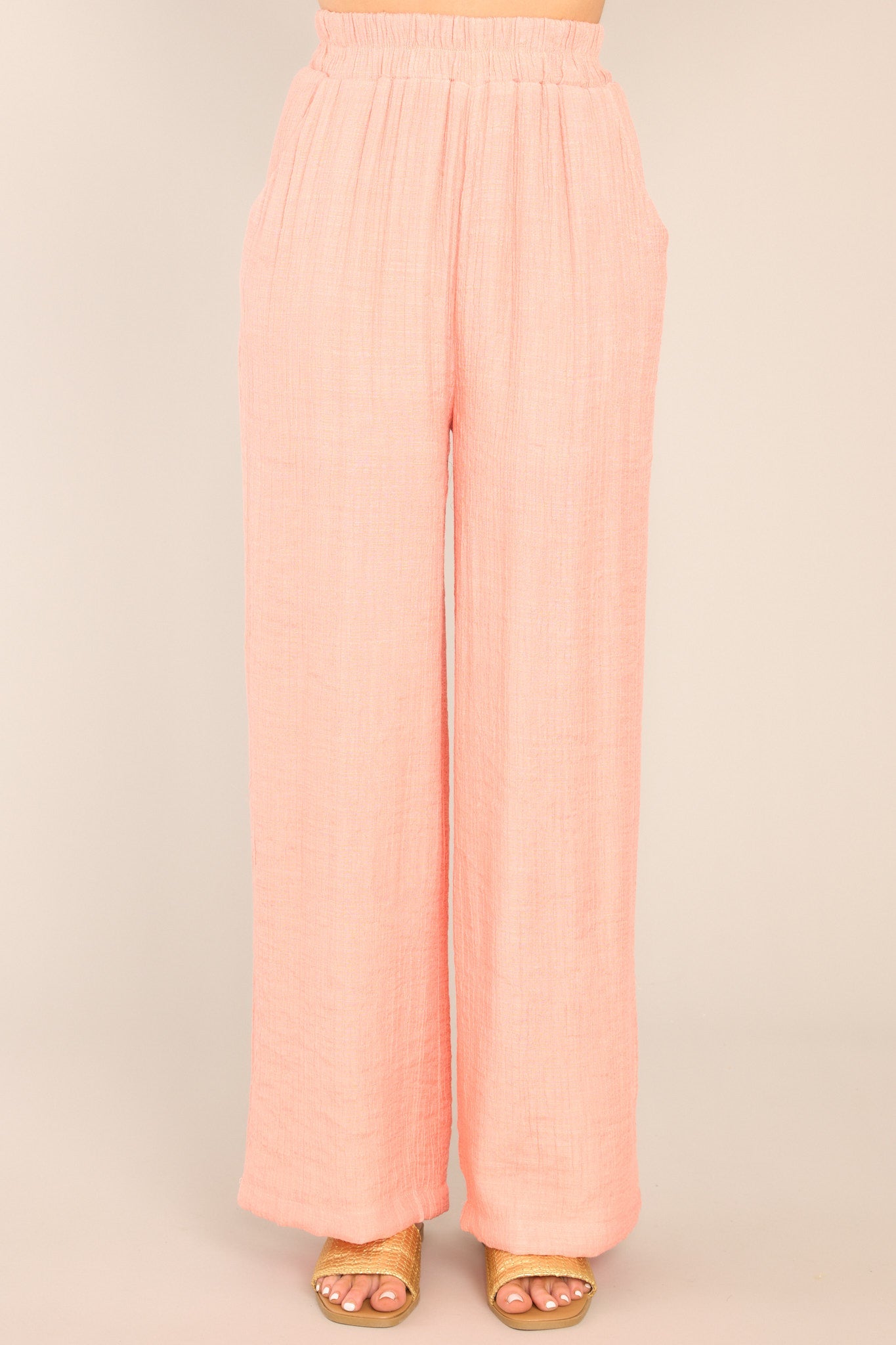 Cherish the Journey Peach Gauze Pants - Red Dress