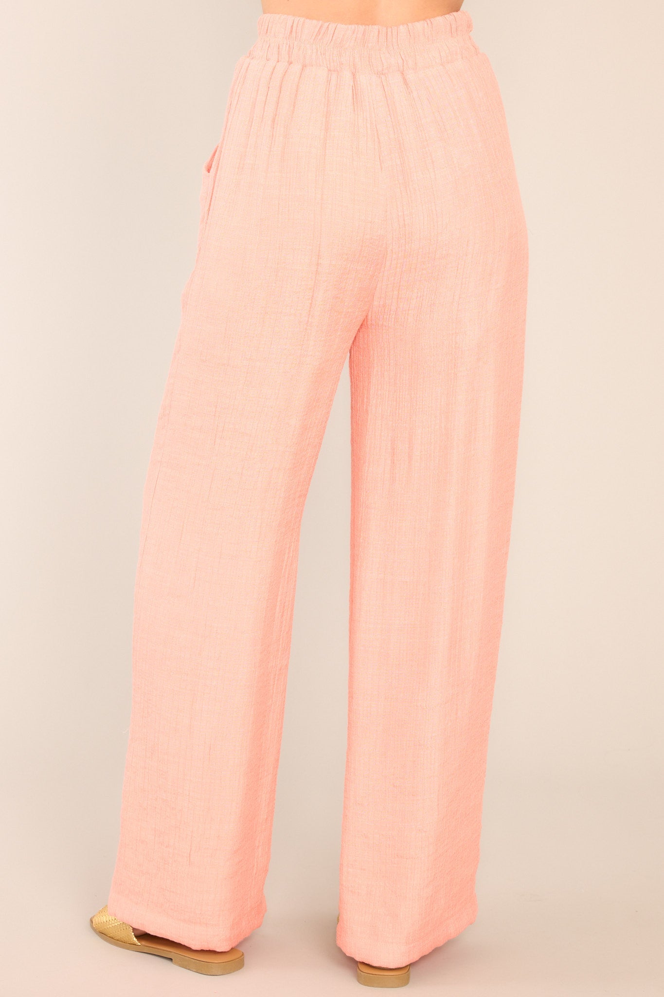 Cherish the Journey Peach Gauze Pants - Red Dress