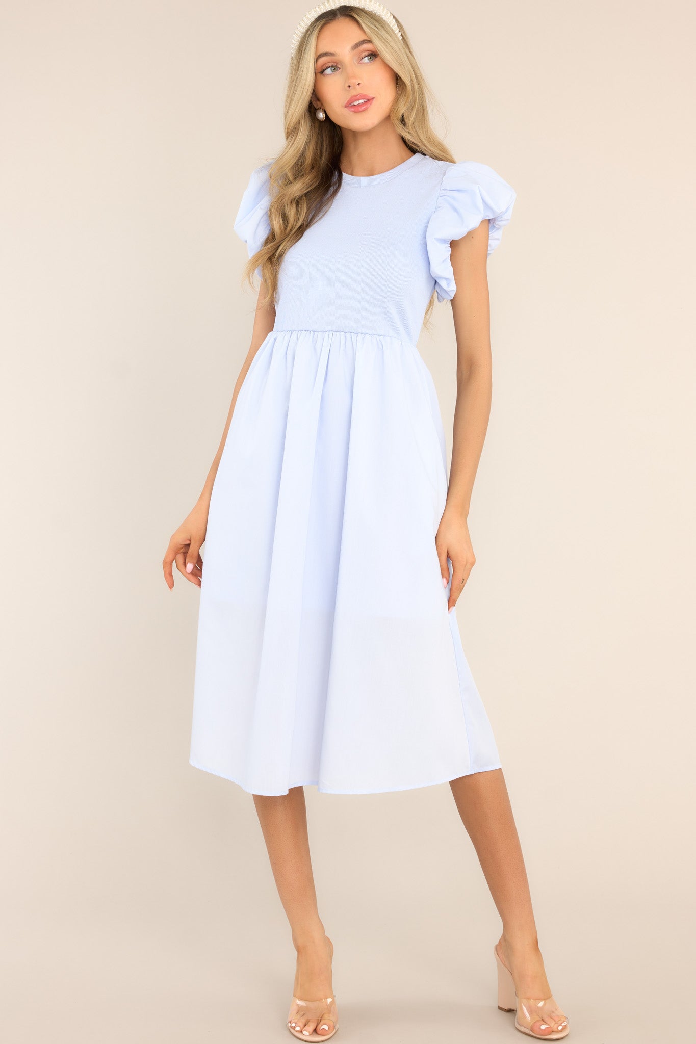 Closet Cornerstone Sky Blue Midi Dress - Red Dress